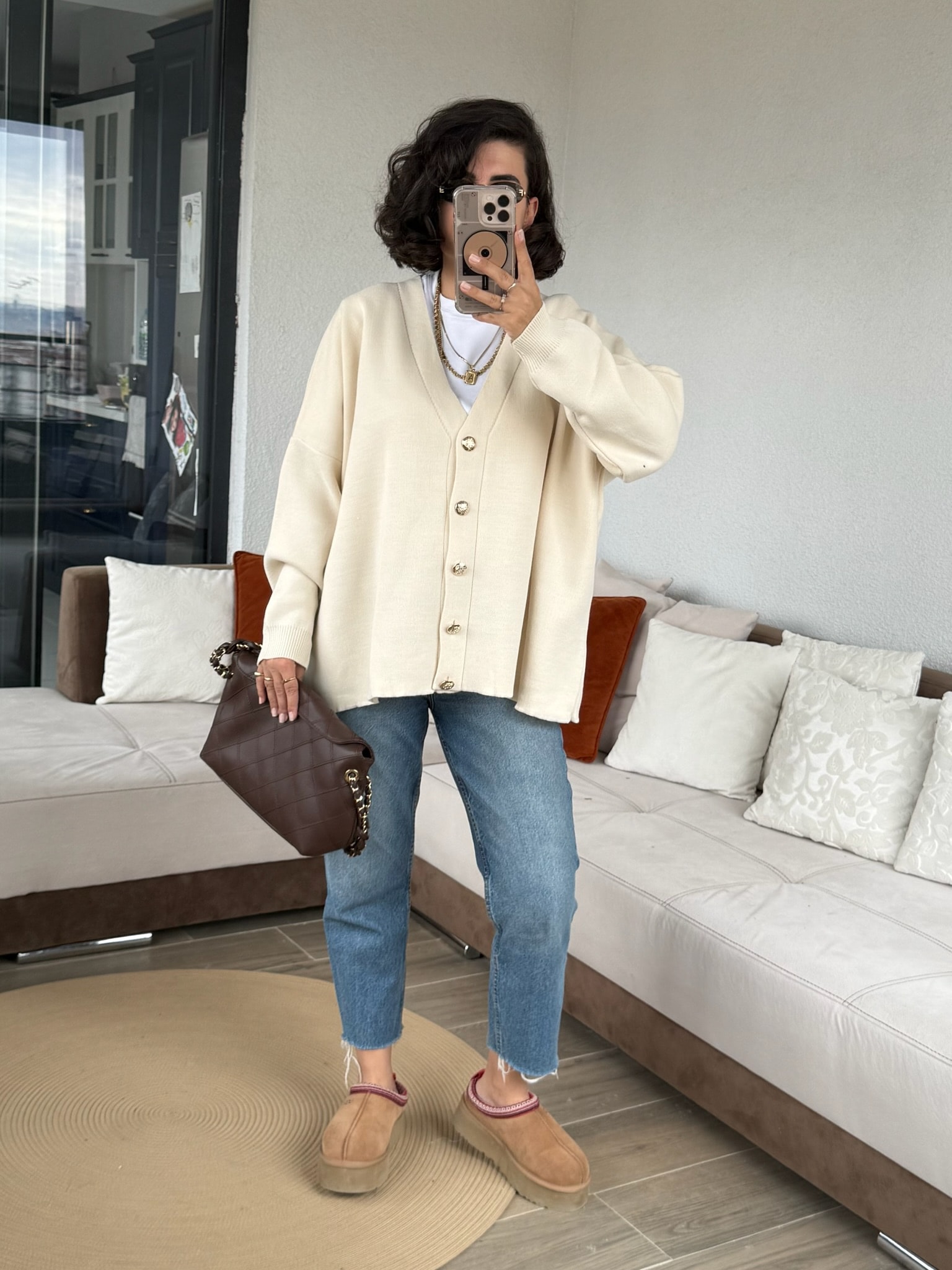 Ms Model Ekru Düğmeli Hırka