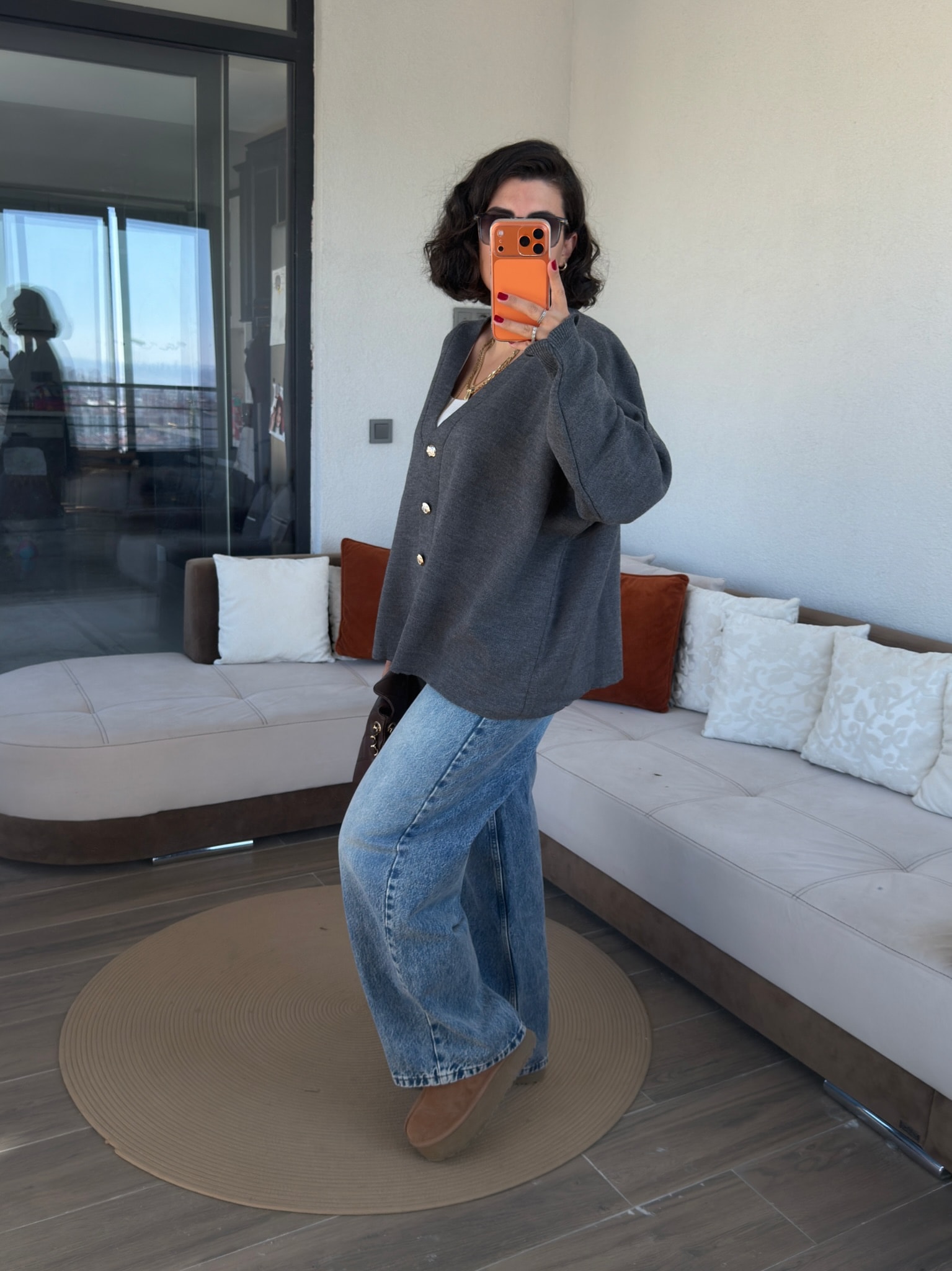 Ms Model Düğmeli Antrasit Hırka