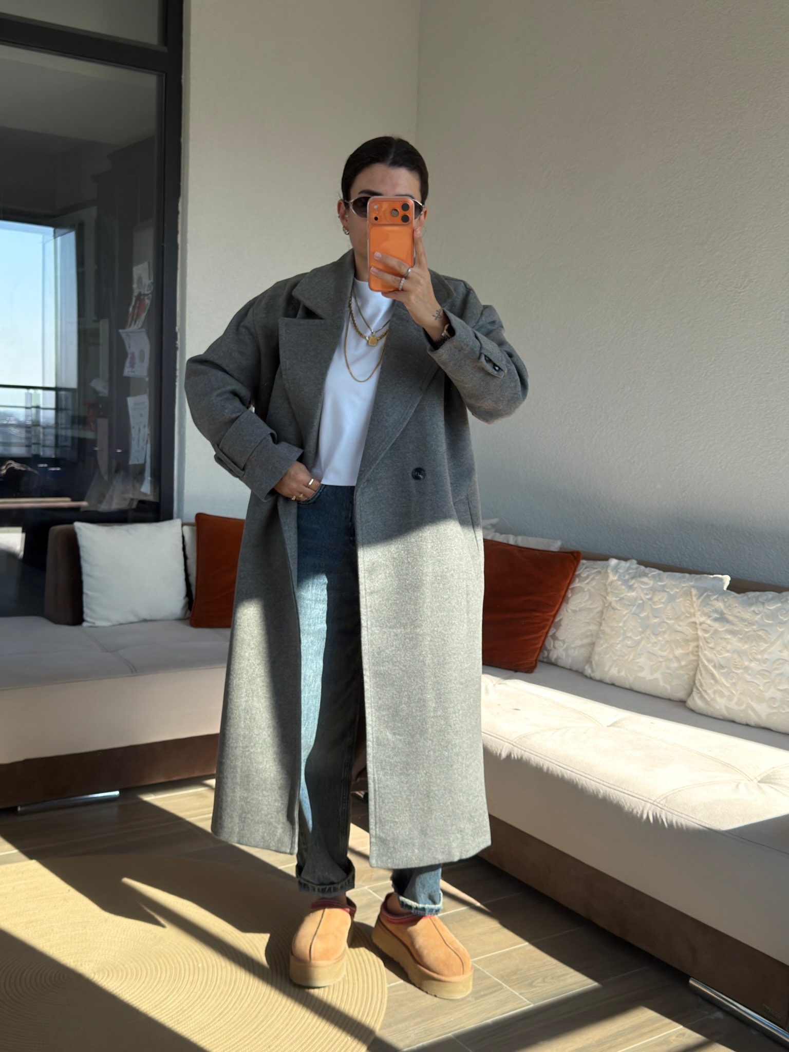 Premium Gri Kaşe Kaban