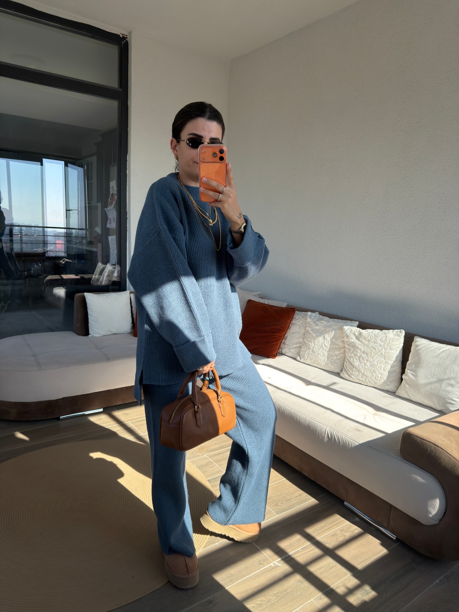 Premium Bisiklet Yaka Mavi Fitilli Takım