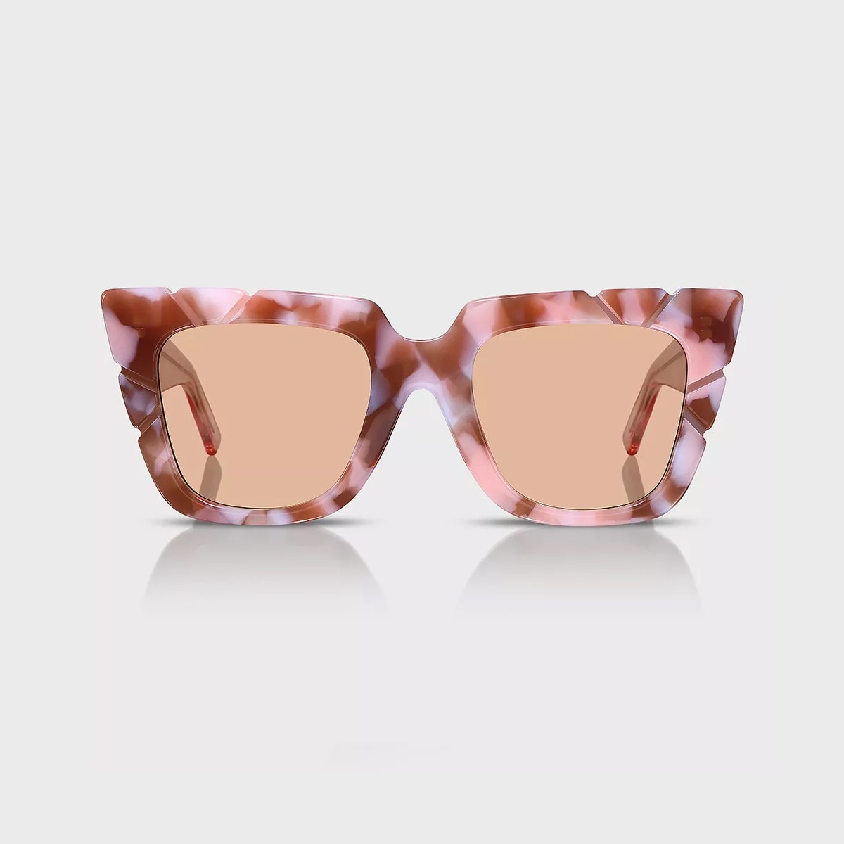 Edge Bloom – Pembe Transparan Çerçeve, Mocha Desen Detaylı – Bakır Lens