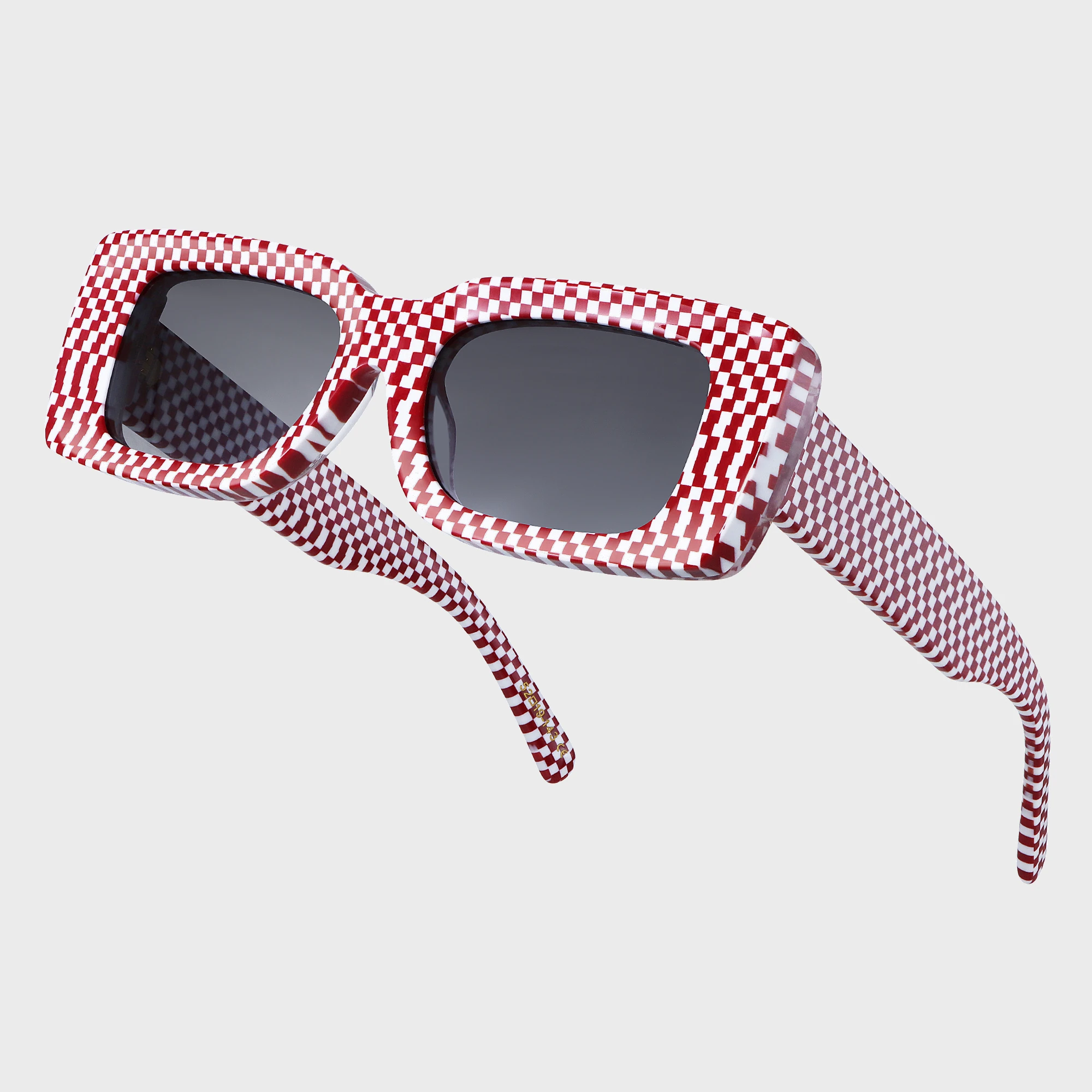 Optic Illusion – Checkered Blaze | Kalın Çerçeveli Kırmızı-Beyaz Güneş Gözlüğü