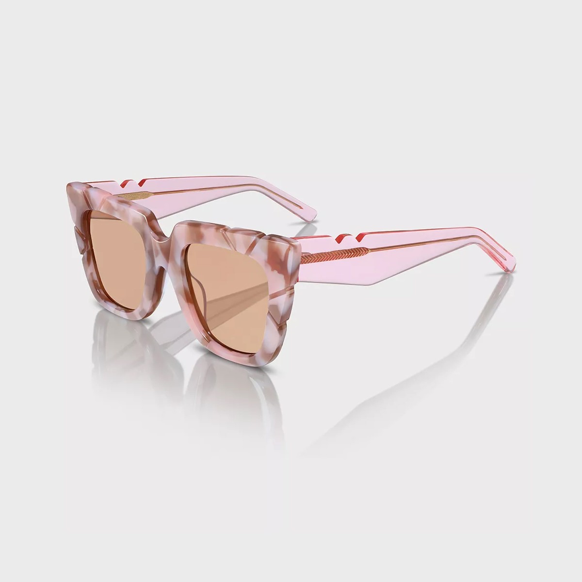 Edge Bloom – Pembe Transparan Çerçeve, Mocha Desen Detaylı – Bakır Lens