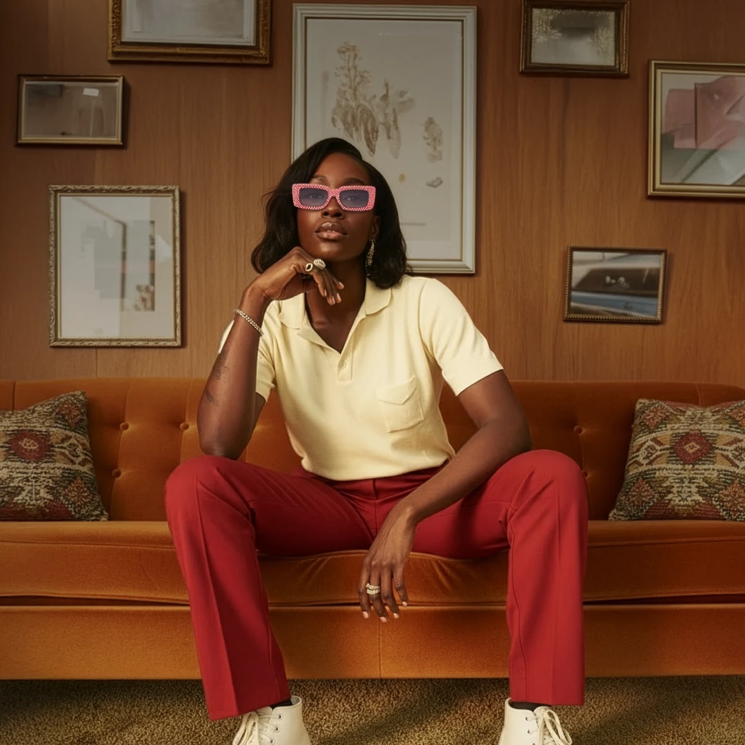 Optic Illusion – Checkered Blaze | Kalın Çerçeveli Kırmızı-Beyaz Güneş Gözlüğü