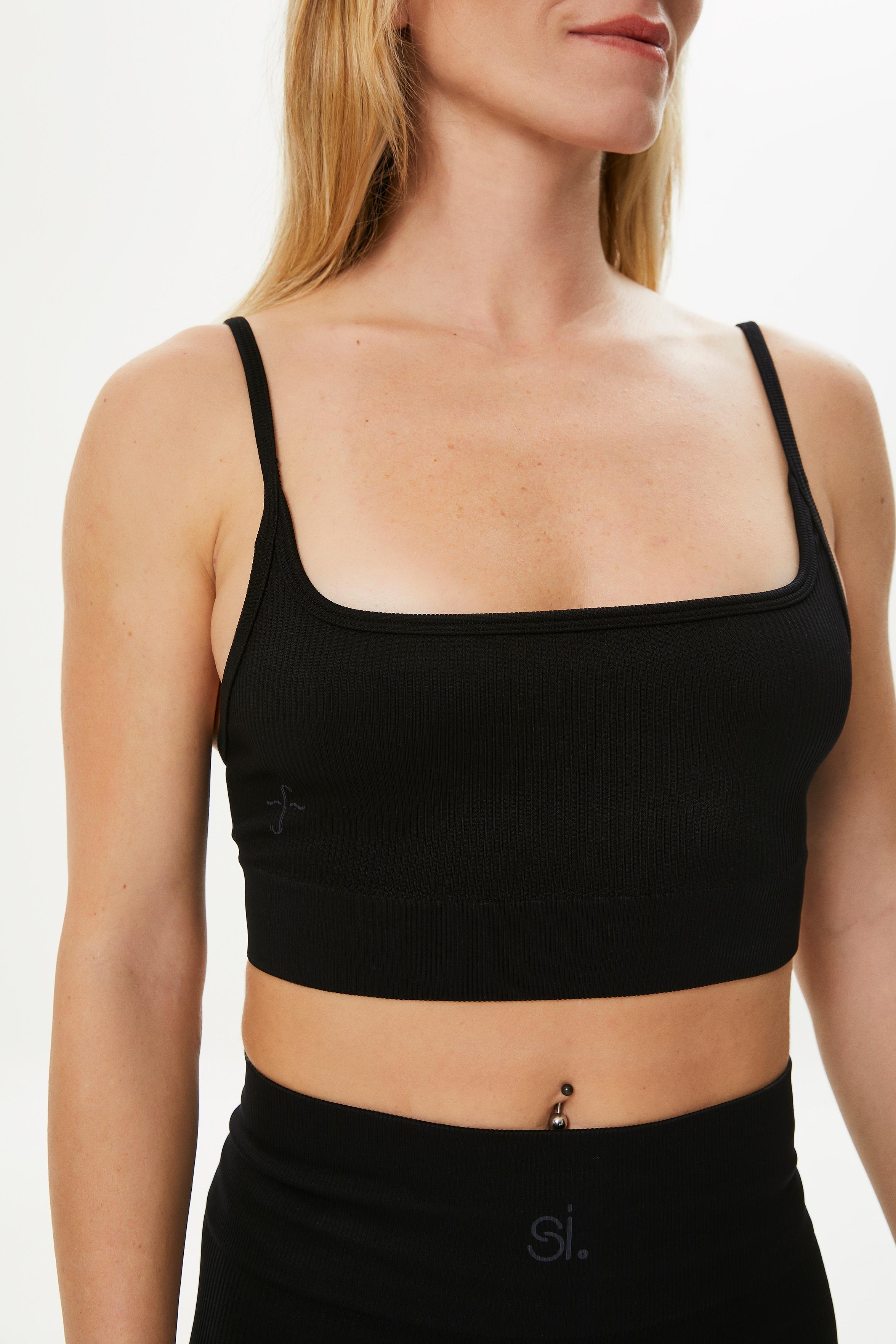 Rib-Shape Seamless Bra Black
