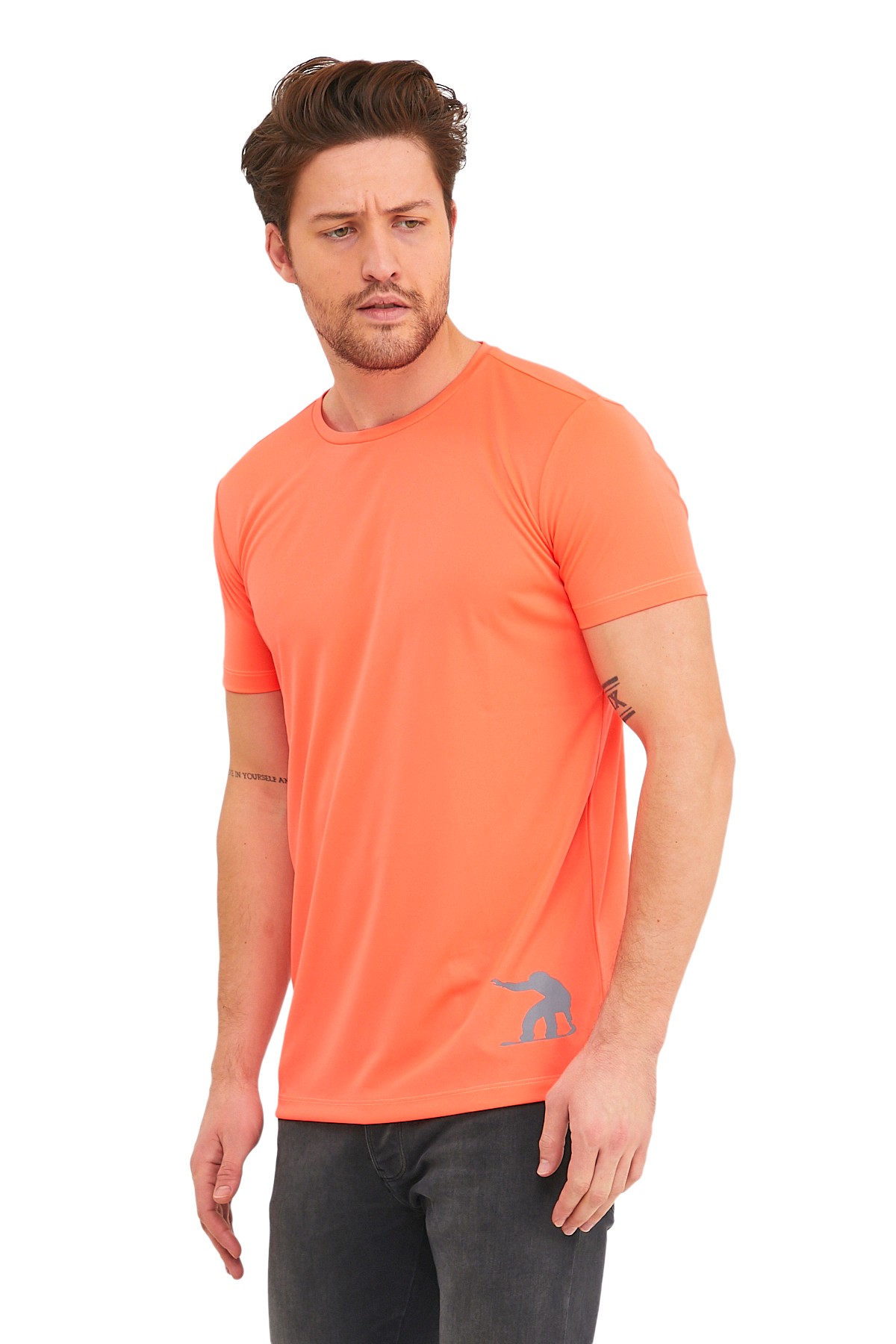 Erkek Snowboard Baskılı Polyester Spor Tişört