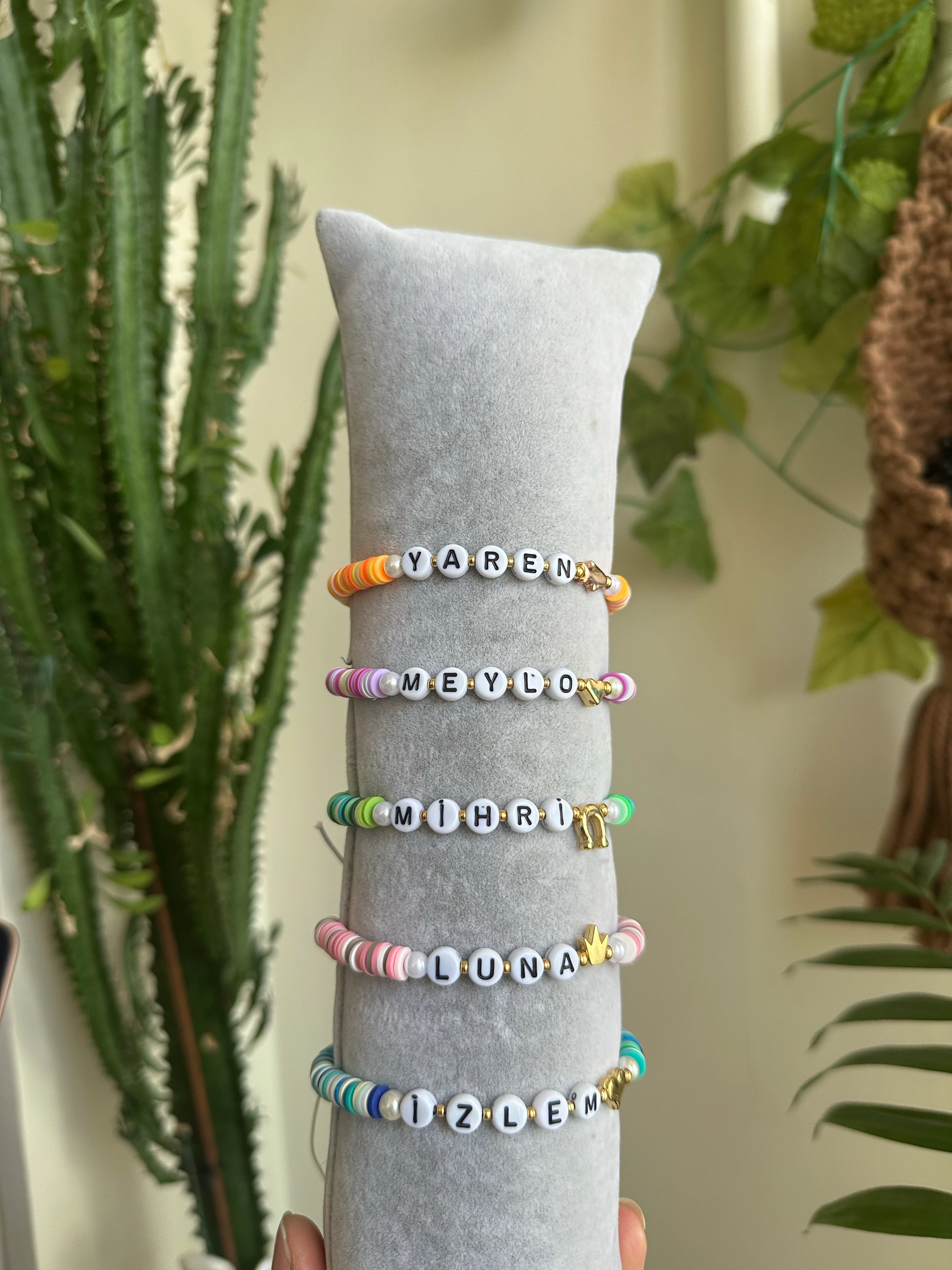 İsimli Fimo Bileklik - Yassı harf