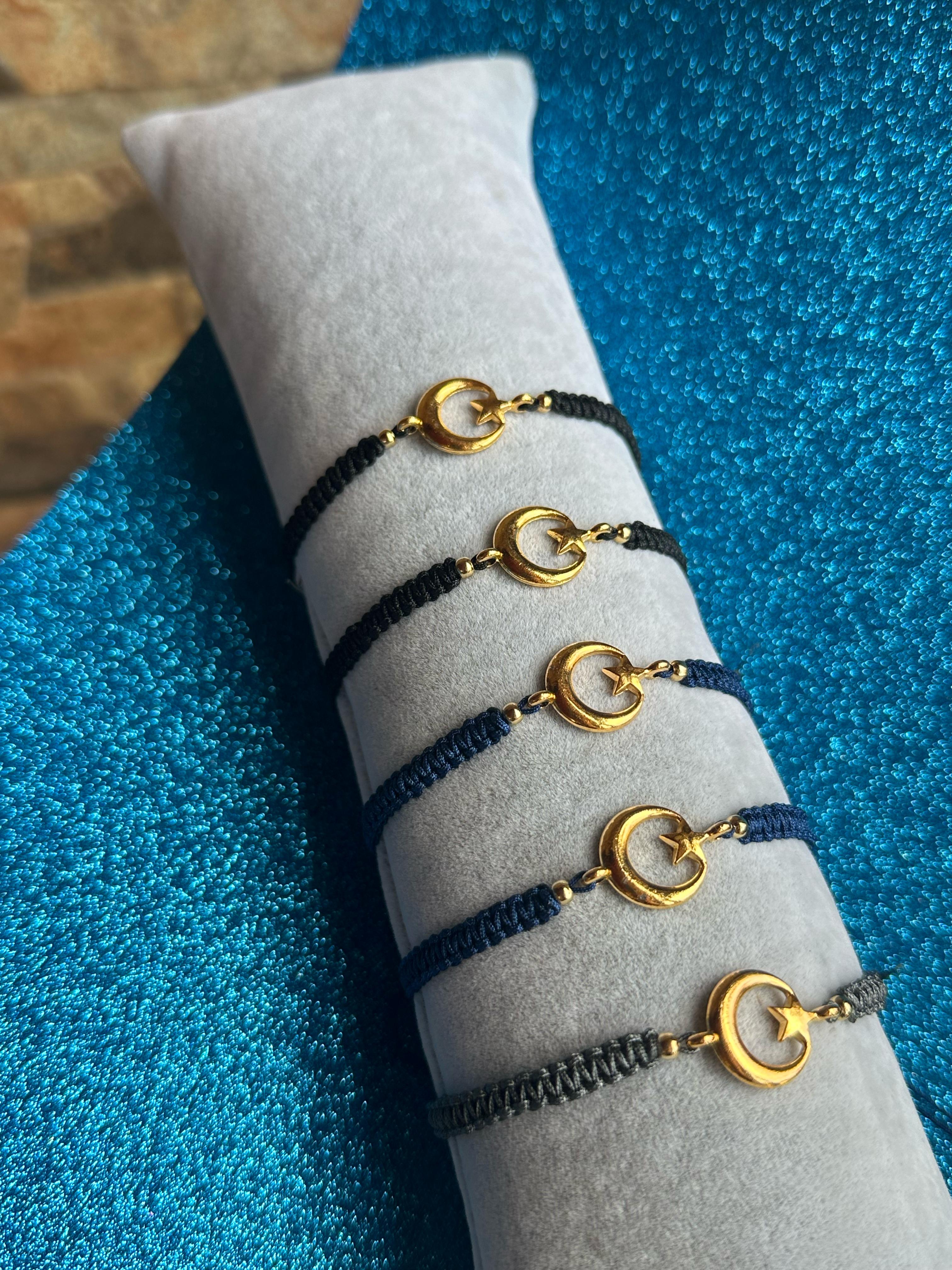 El Yapımı Ay Yıldız Makrome Bileklik