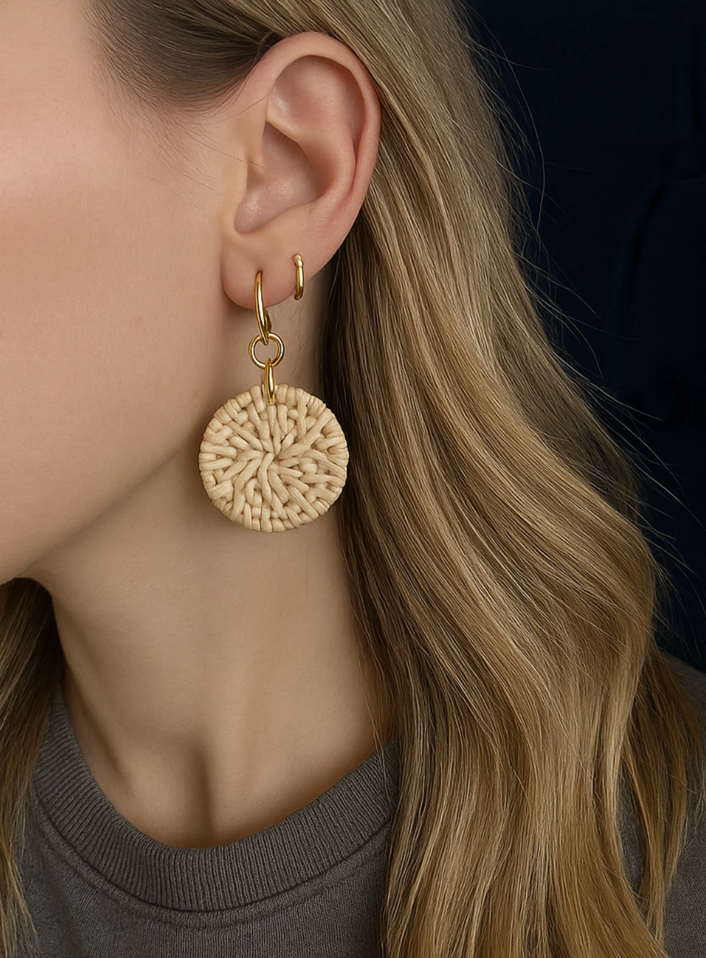 Hasır Yuvarlak Küpe