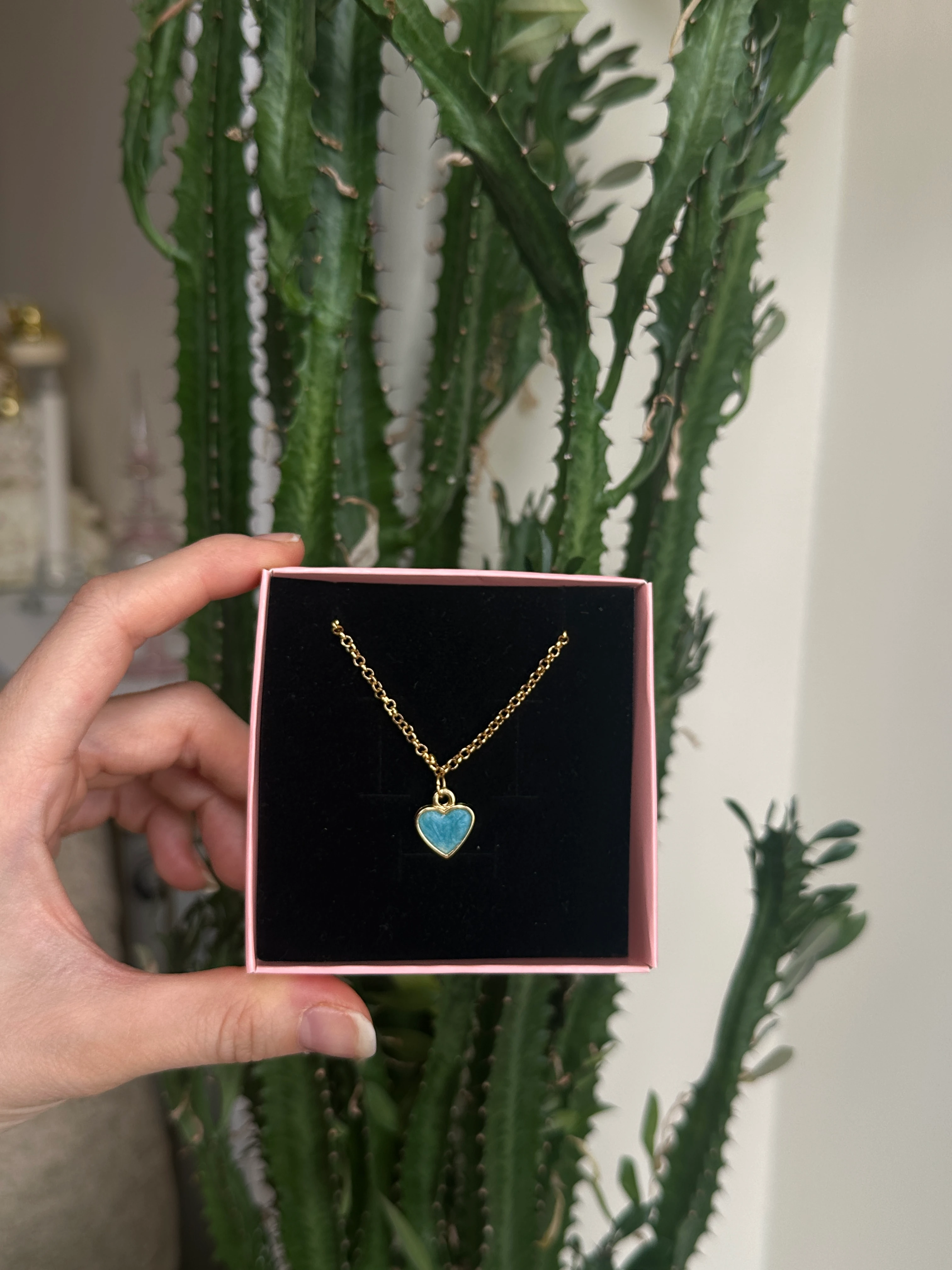 Mavi Zincir Kalp Kolye