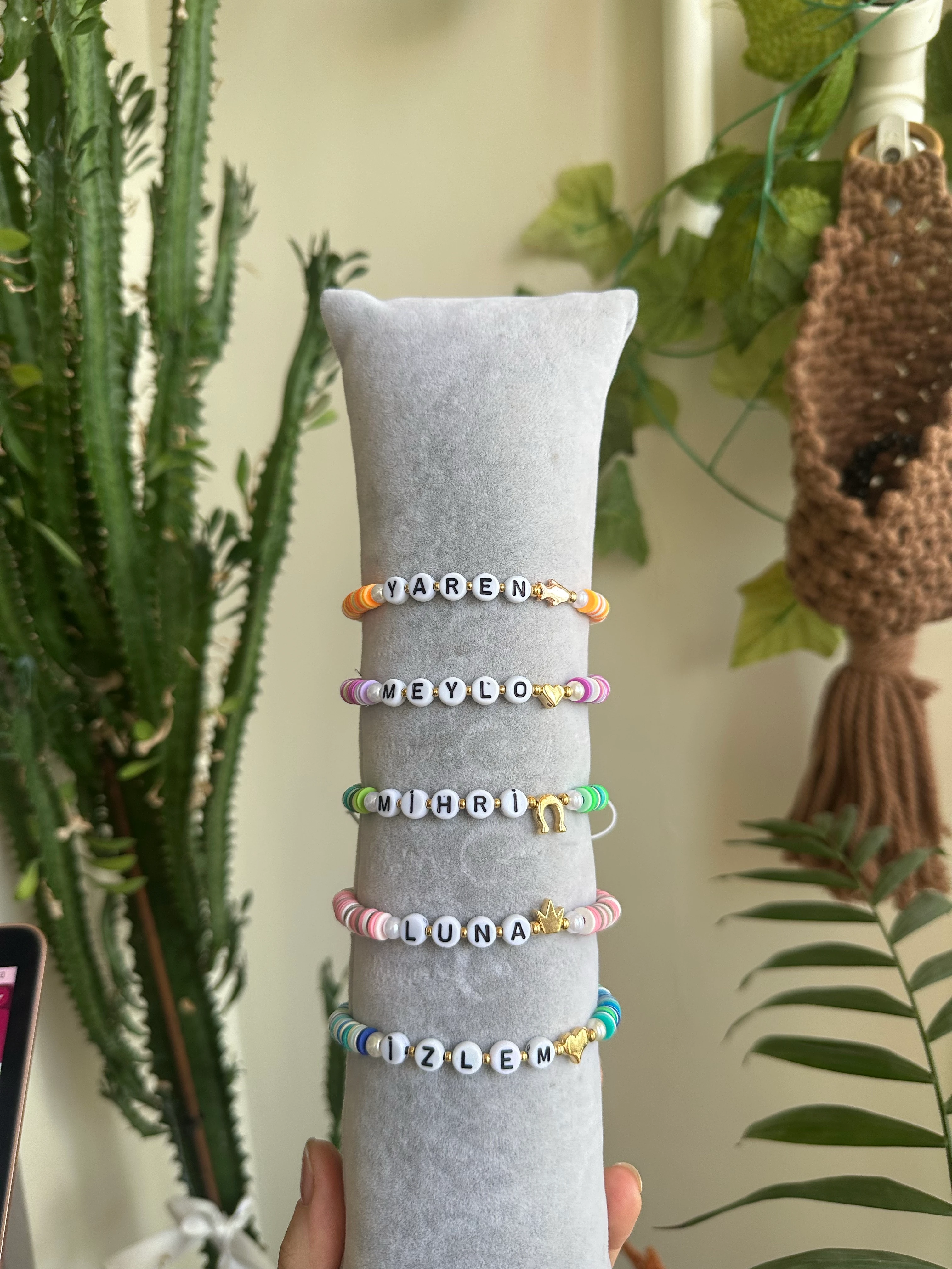 İsimli Fimo Bileklik - Yassı harf