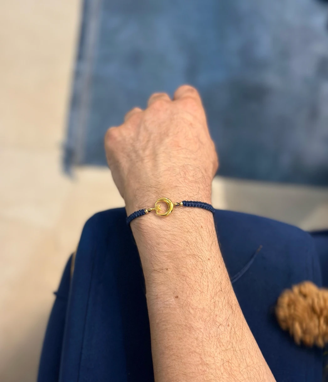 El Yapımı Ay Yıldız Makrome Bileklik