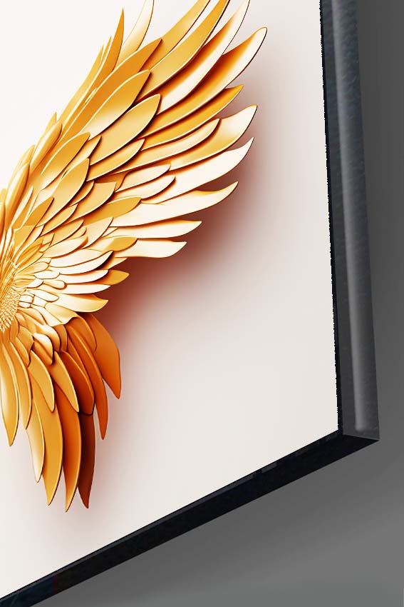 Altın Kanatlar – Melek Kanadı Tasarımlı Cam Tablo 