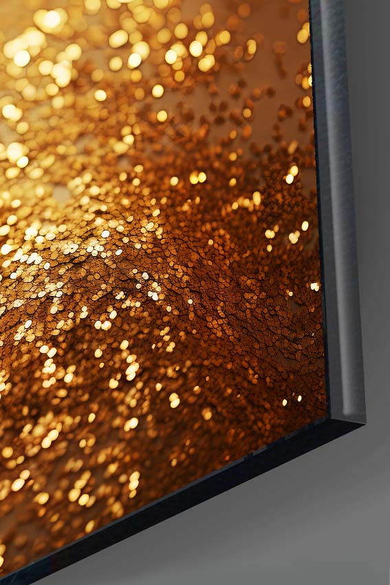 Altın Işıltılı Modern Cam Tablo