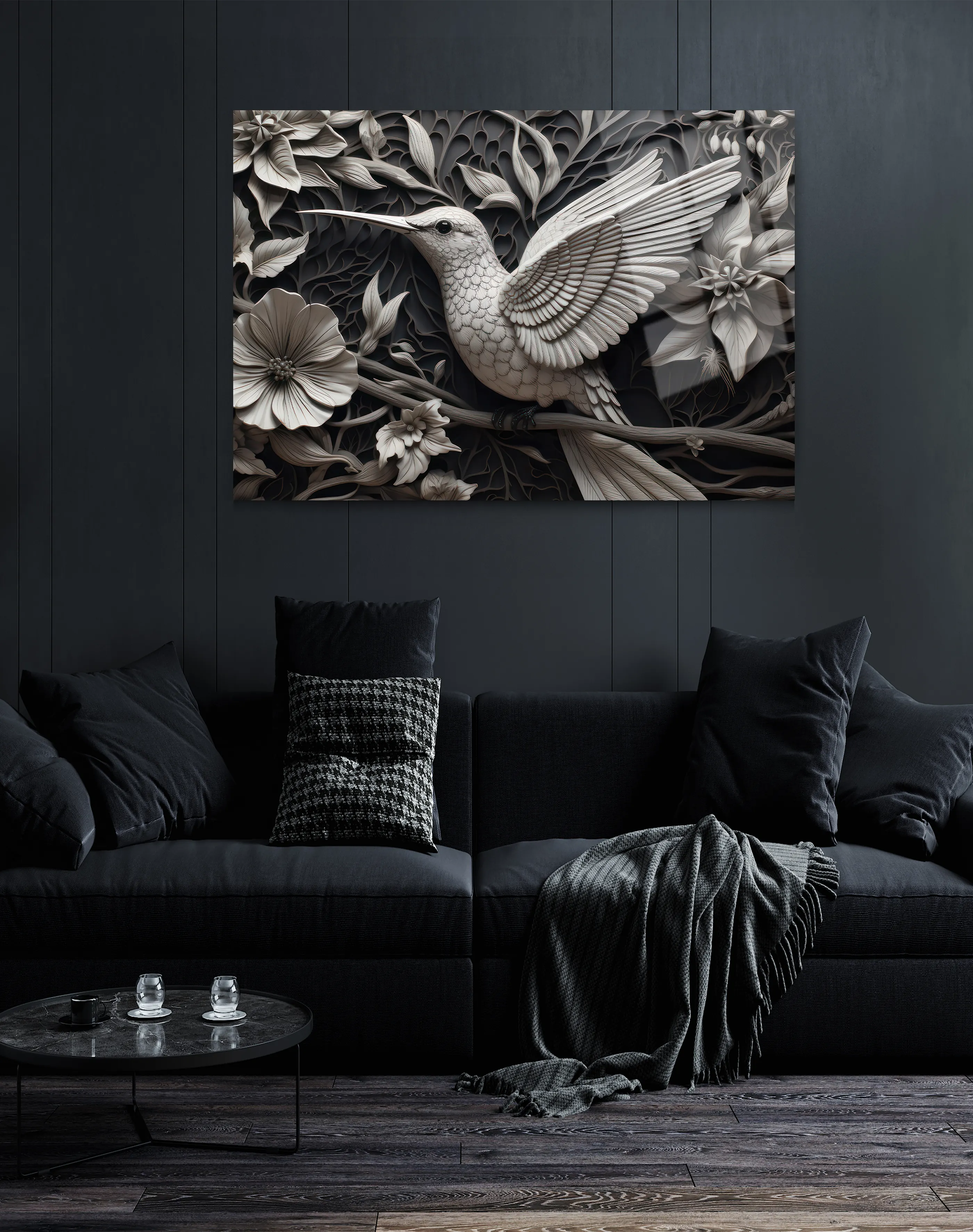 Arı Kuşu 3D Cam Tablo