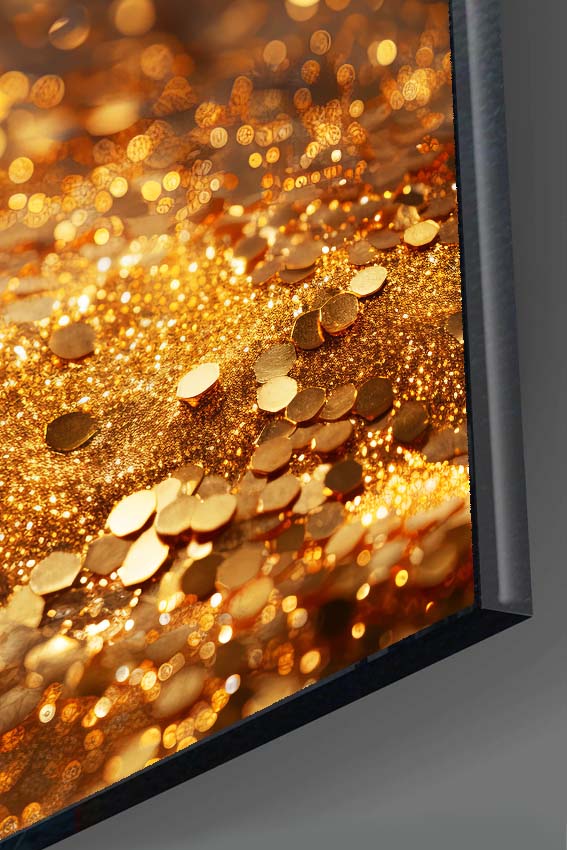 Altın Parçaları Cam Tablo