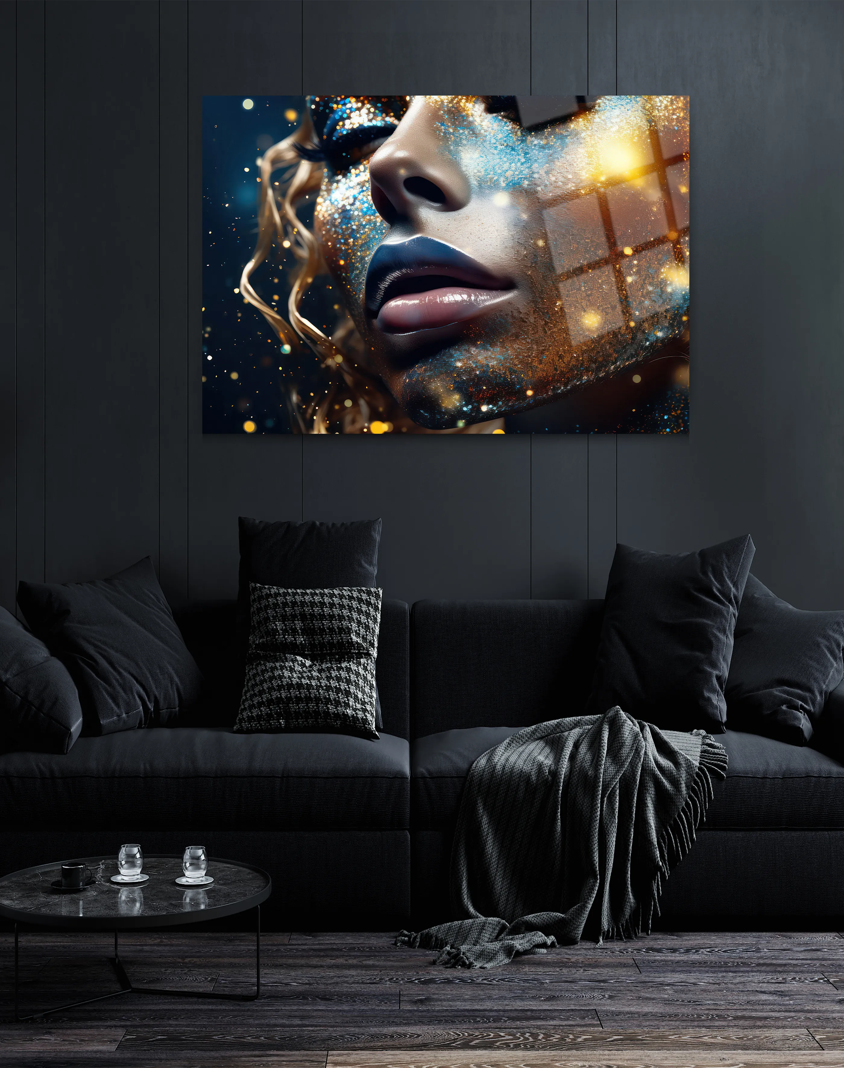 Kadın Gold Yüz Cam Tablo