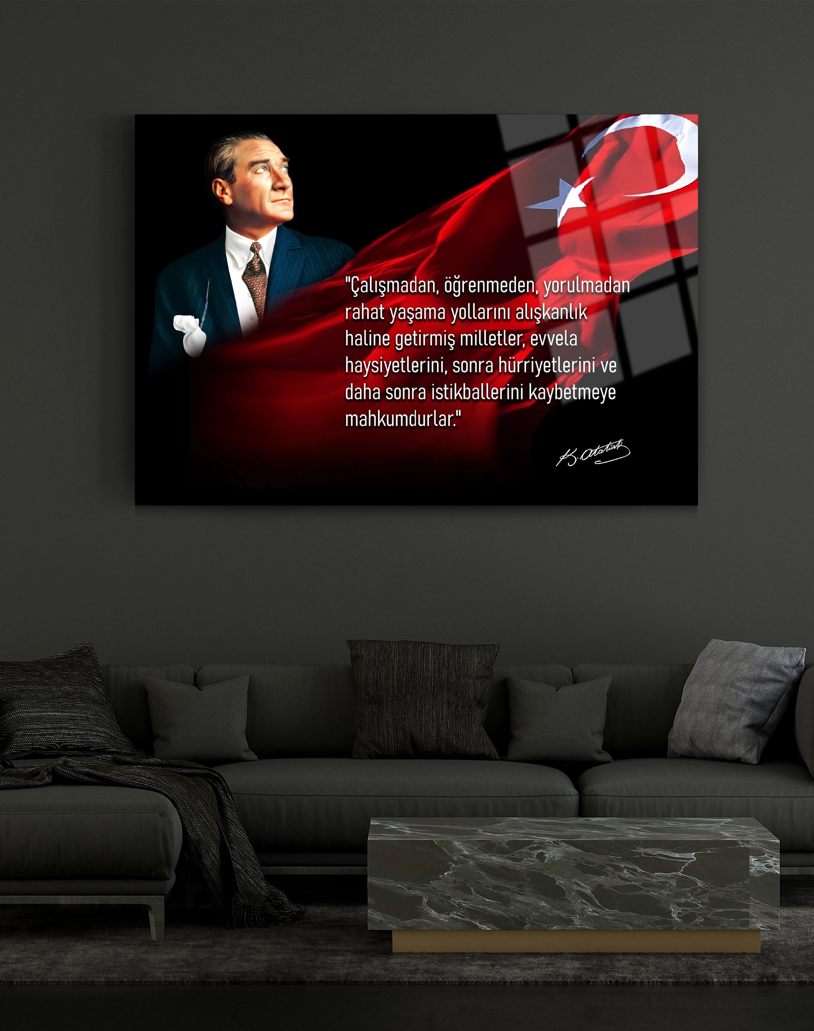 Atatürk ve Söz  Cam Tablo 