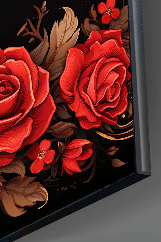 Kırmızı Gül Tasarım Cam Tablo