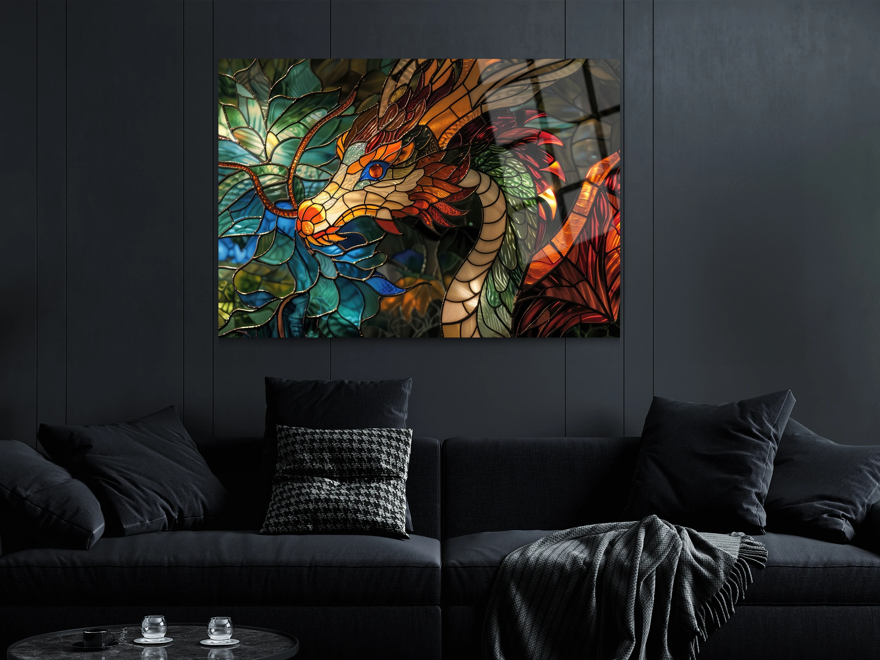 ejderha cam vitray baskı