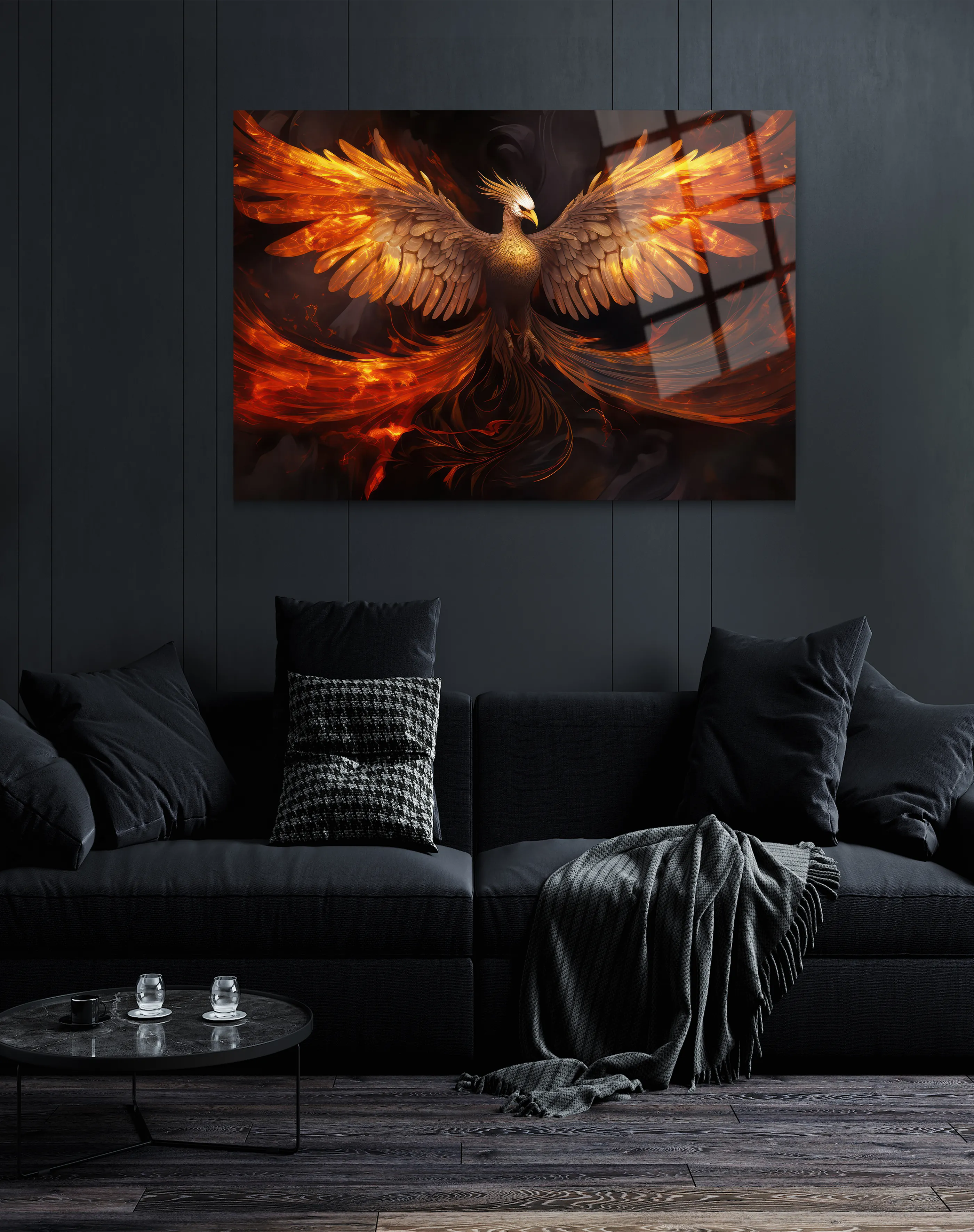 Anka Kuşu Cam Tablo