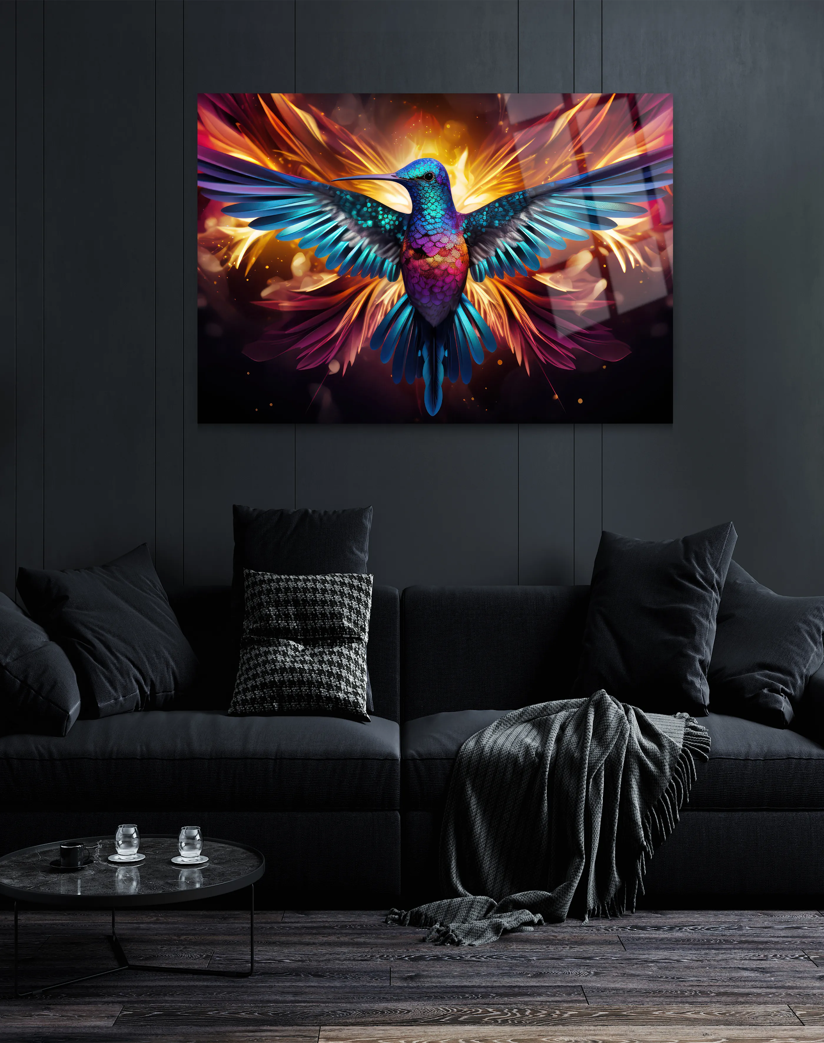 Arı Kuşu Cam Tablo