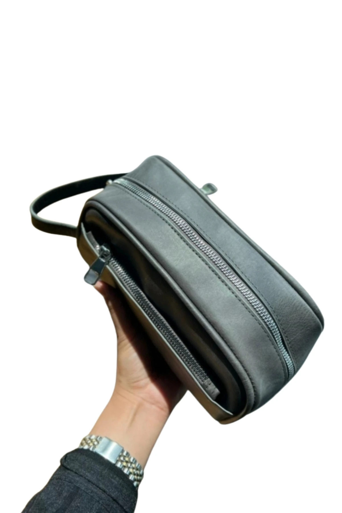 Hakiki Deri Erkek El Çantası – Fermuarlı, İsim Yazılı, Kişiye Özel | Vineda 5696