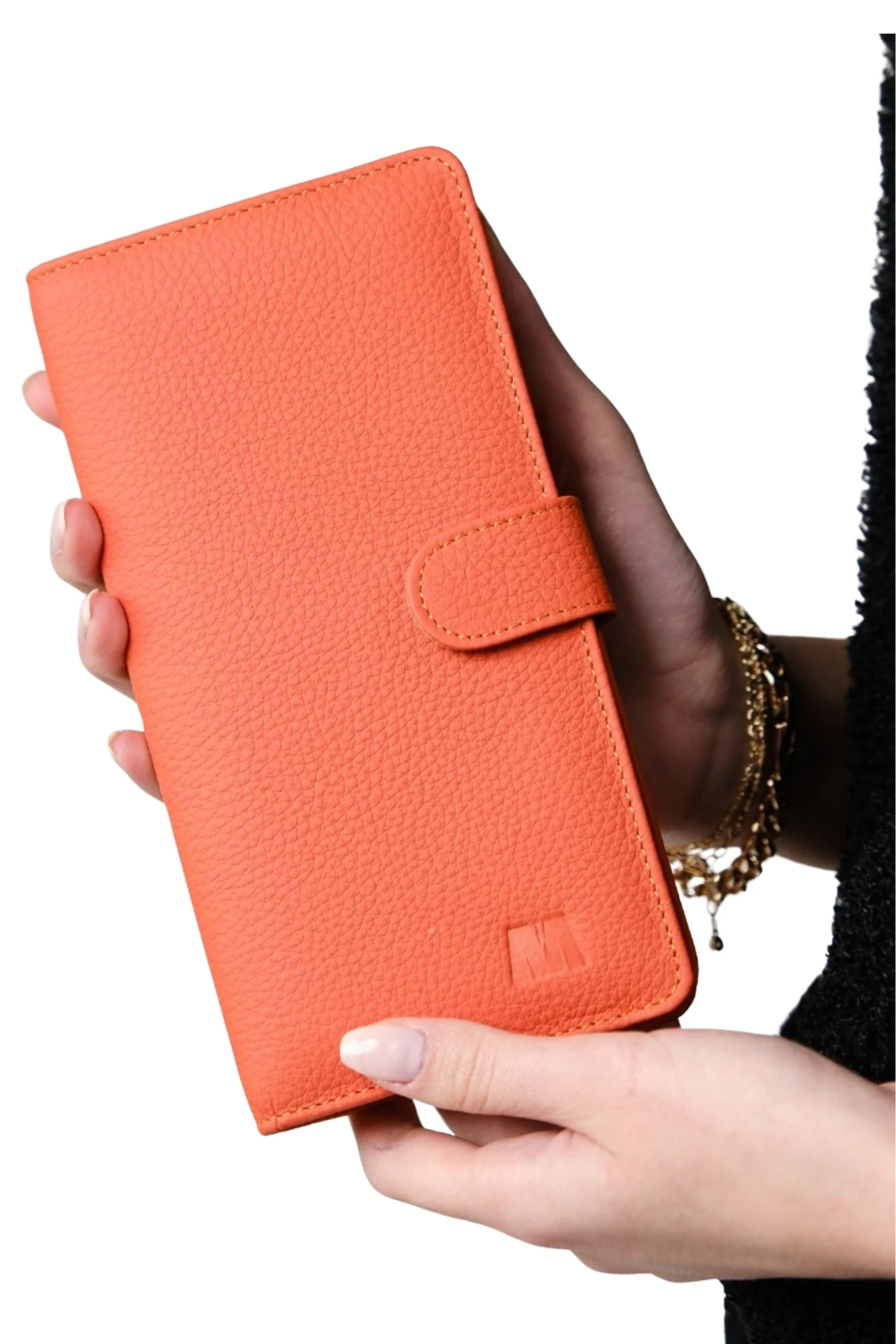 Hakiki Deri Unisex Cüzdan – Telefon Bölmeli, İsim Yazılı, Kişiye Özel | Twist 2323 - Flother Mat Turuncu