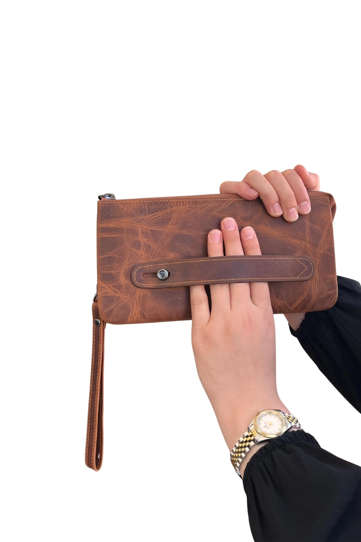 Hakiki Deri Unisex El Çantası – Fermuarlı, El Tutmalı, Kişiye Özel | Viento 2225