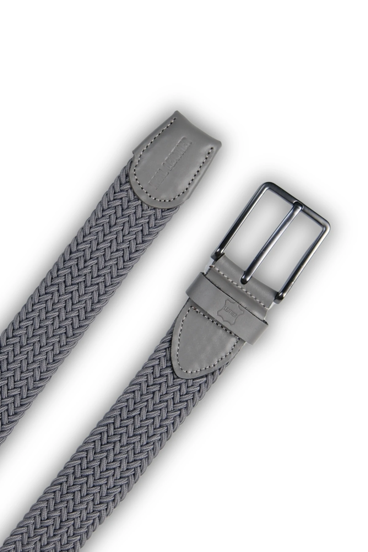 Hakiki Deri Erkek Örgü Esnek Kemer – 3,5cm, Gri | 9860