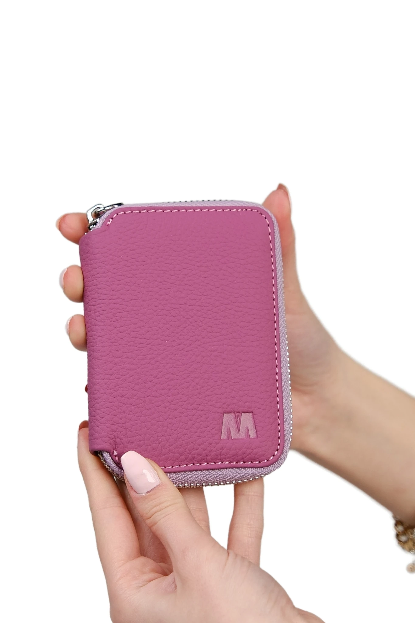 Hakiki Deri Unisex Fermuarlı Cüzdan | Lotus 1616 - Flother Pembe