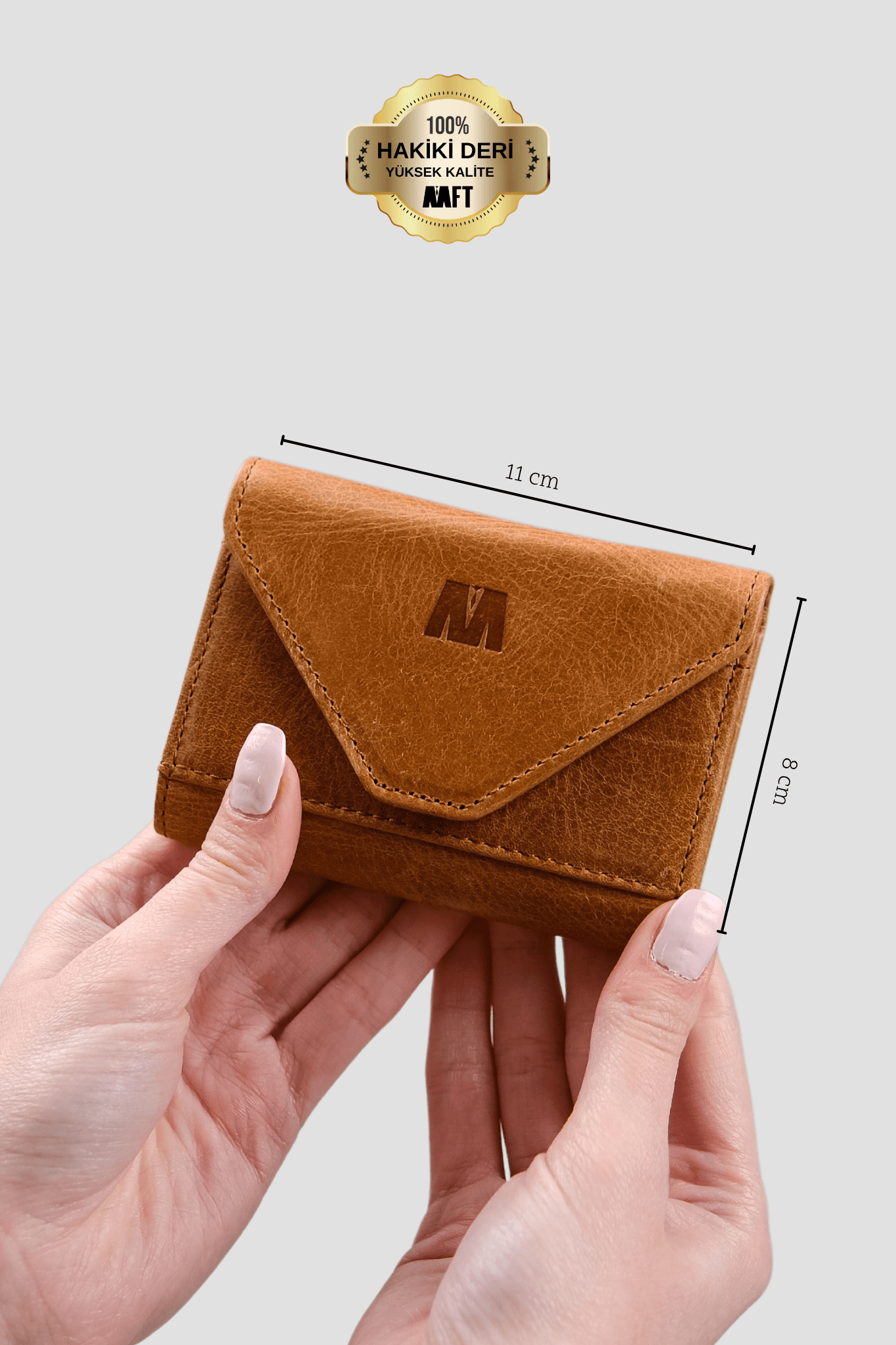 Hakiki Deri Kadın Akordiyon Cüzdan – Mıknatıslı Kapaklı, İsim Yazılı, Kişiye Özel | Mia 2190 - Tiguan Camel