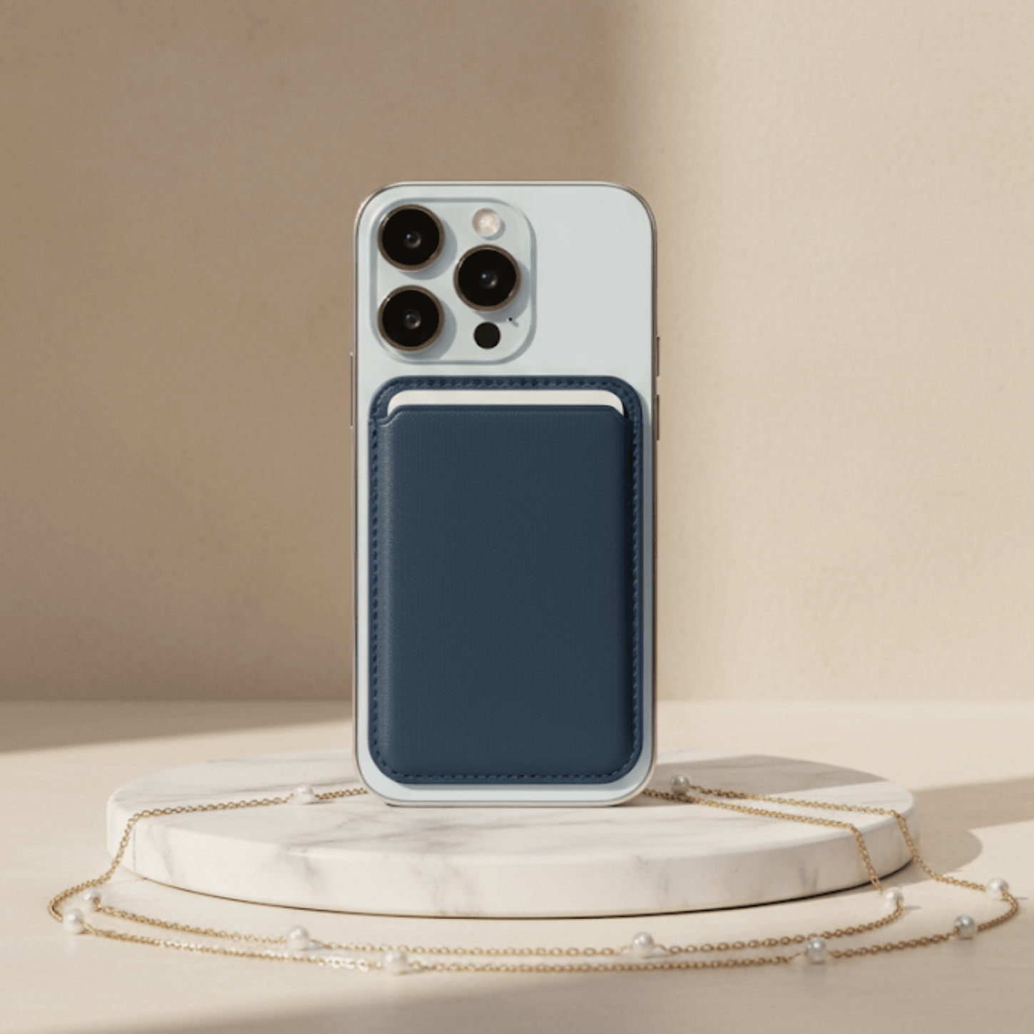 Vegan Deri İphone Magsafe Kartlık Cüzdan - mat koyu lacivert