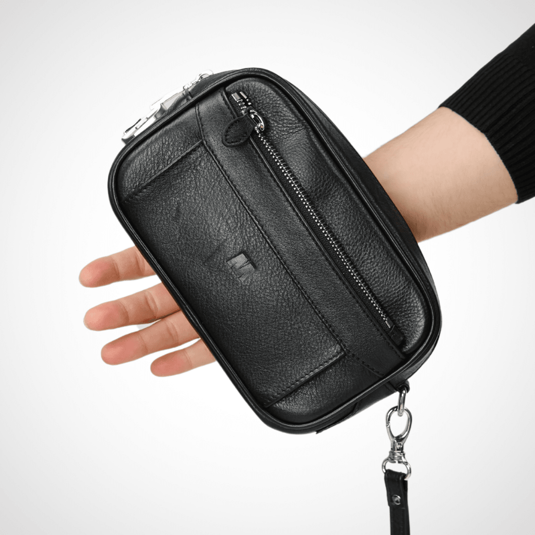 Hakiki Deri Kilitli Unisex El Çantası – Parmak ve Bilek Askılı, Tiguan Deri | Carew 6657