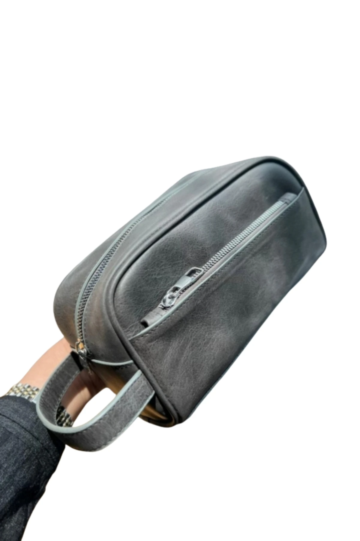 Hakiki Deri Erkek El Çantası – Fermuarlı, İsim Yazılı, Kişiye Özel | Vineda 5696