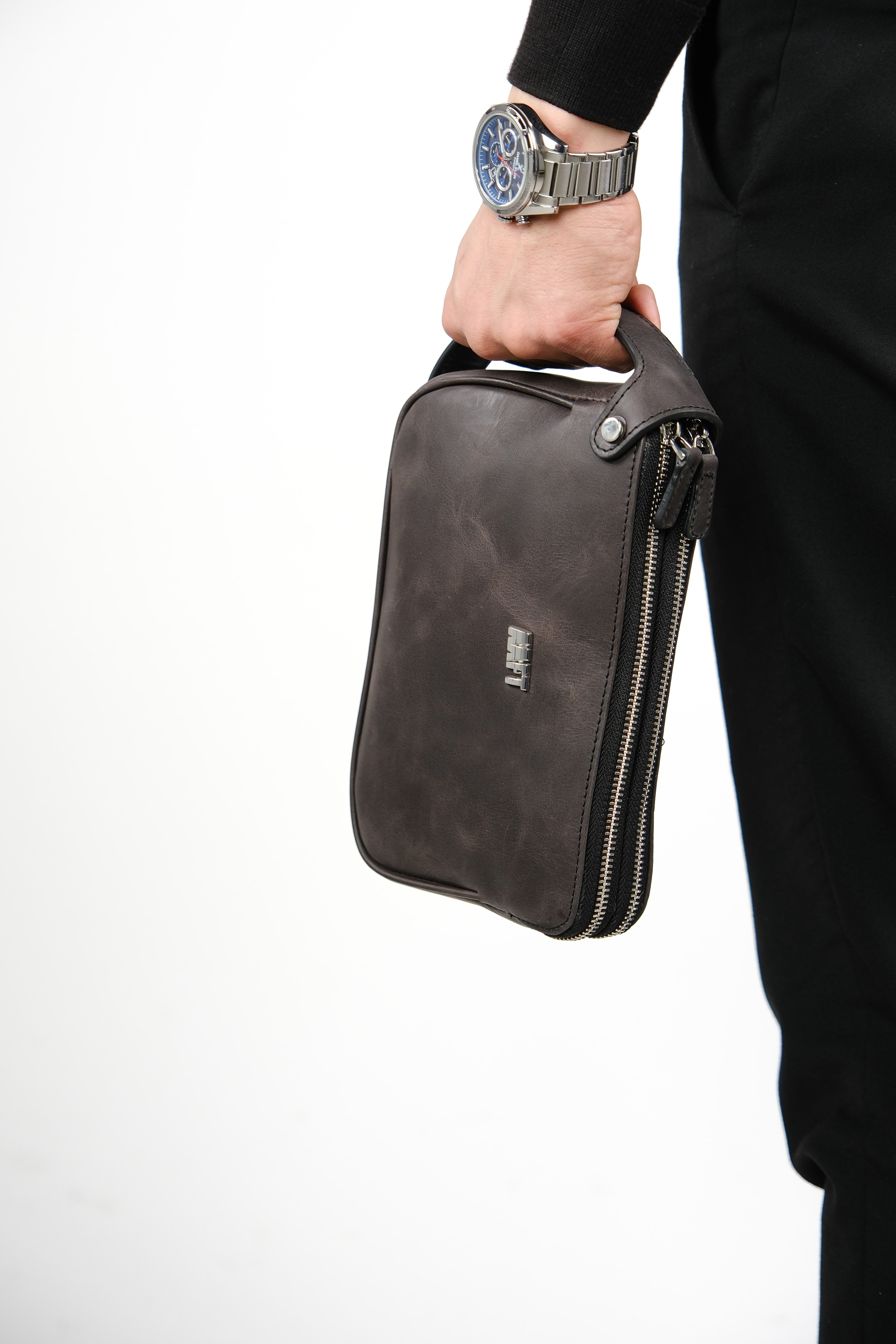 Hakiki Deri Unisex El Çantası – Fermuarlı, Kişiye Özel | Moon Bag 4381