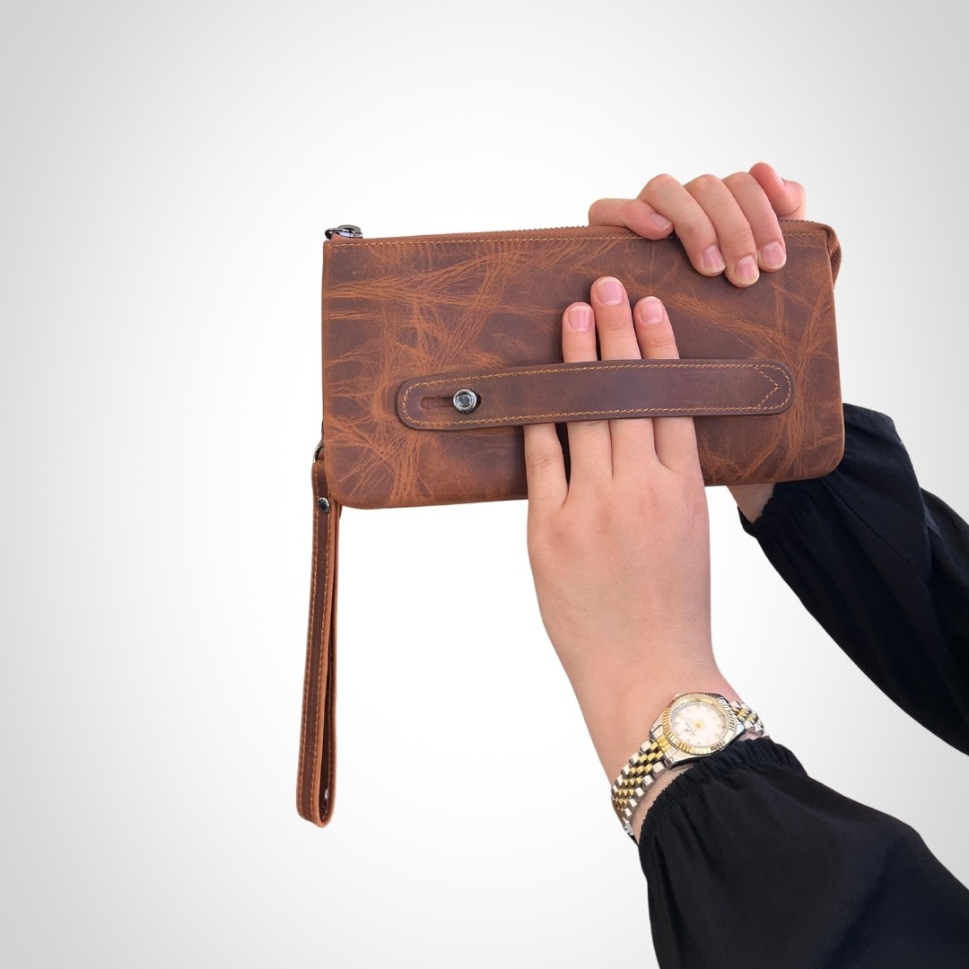 Hakiki Deri Unisex El Çantası – Fermuarlı, El Tutmalı, Kişiye Özel | Viento 2225