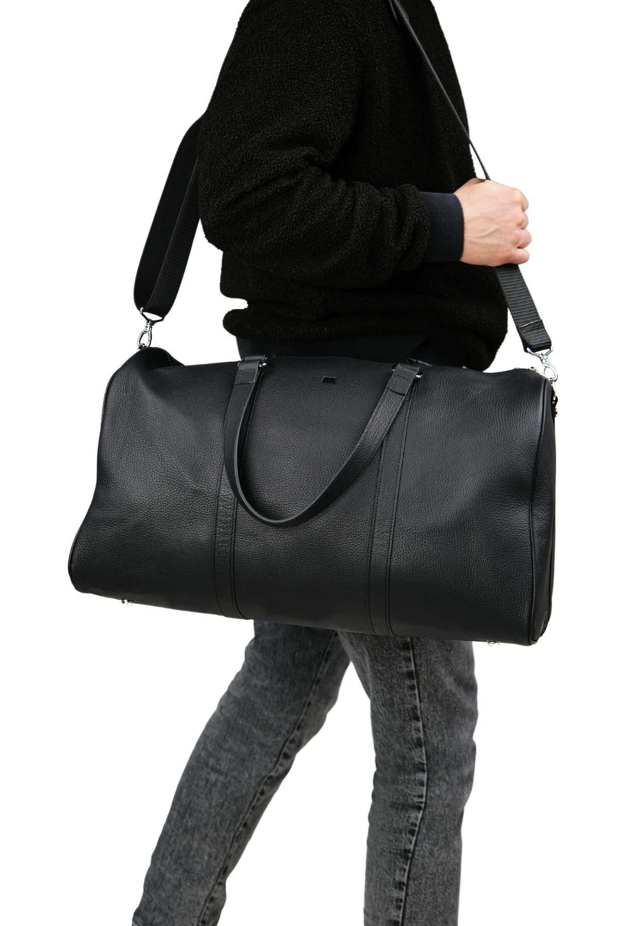 Hakiki Deri Siyah Seyahat Çantası – Valiz Model, 34L Kapasiteli, Omuz Askılı | 5487