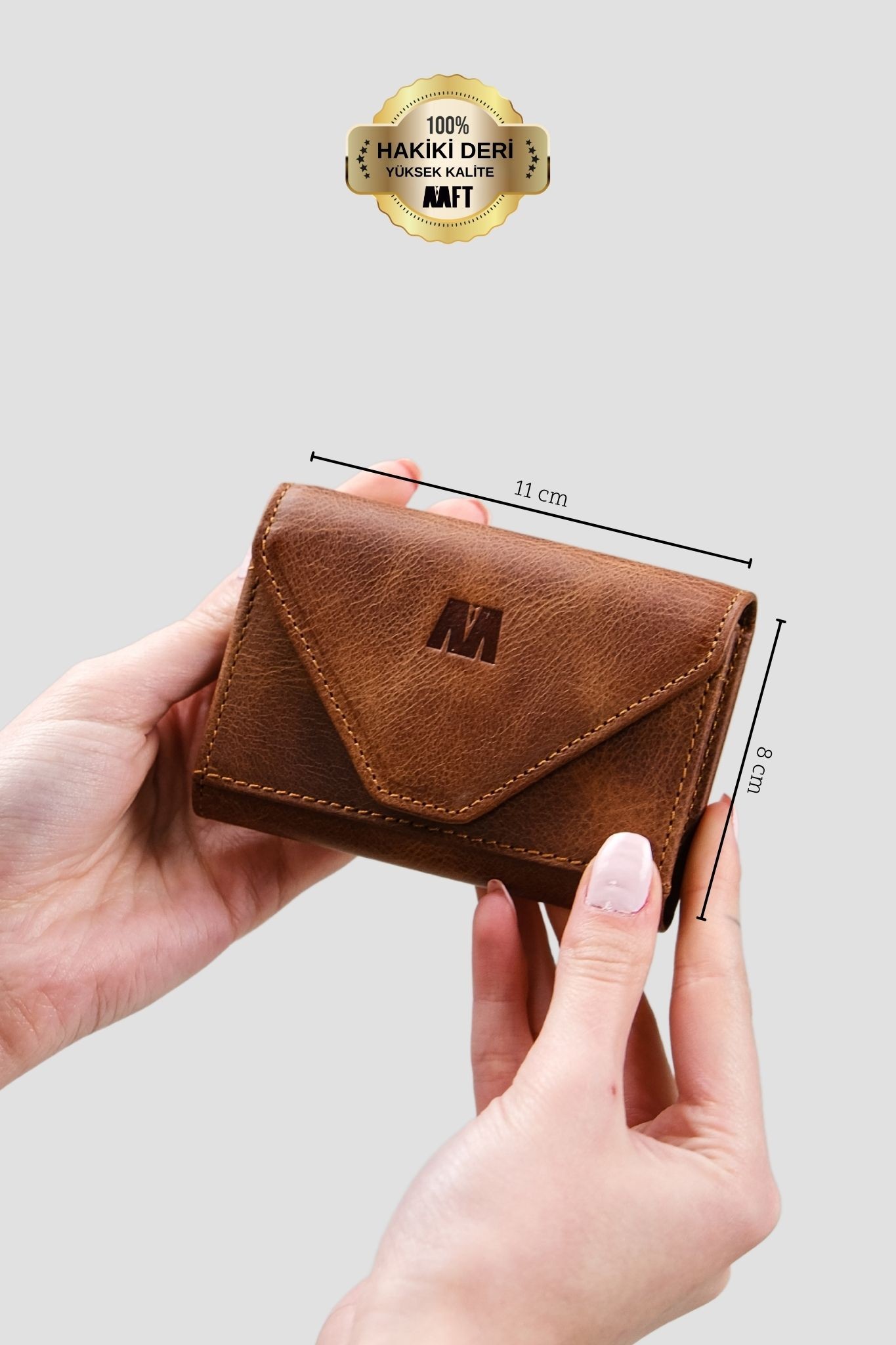 Hakiki Deri Kadın Akordiyon Cüzdan – Mıknatıslı Kapaklı, İsim Yazılı, Kişiye Özel | Mia 2190 - Tiguan Taba