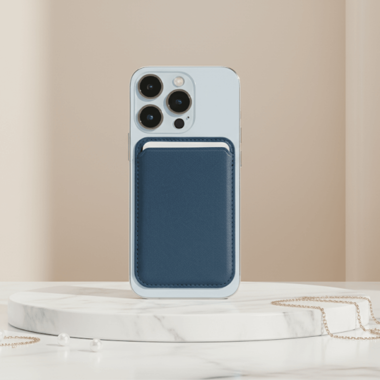 Vegan Deri İphone Magsafe Kartlık Cüzdan - Lacivert