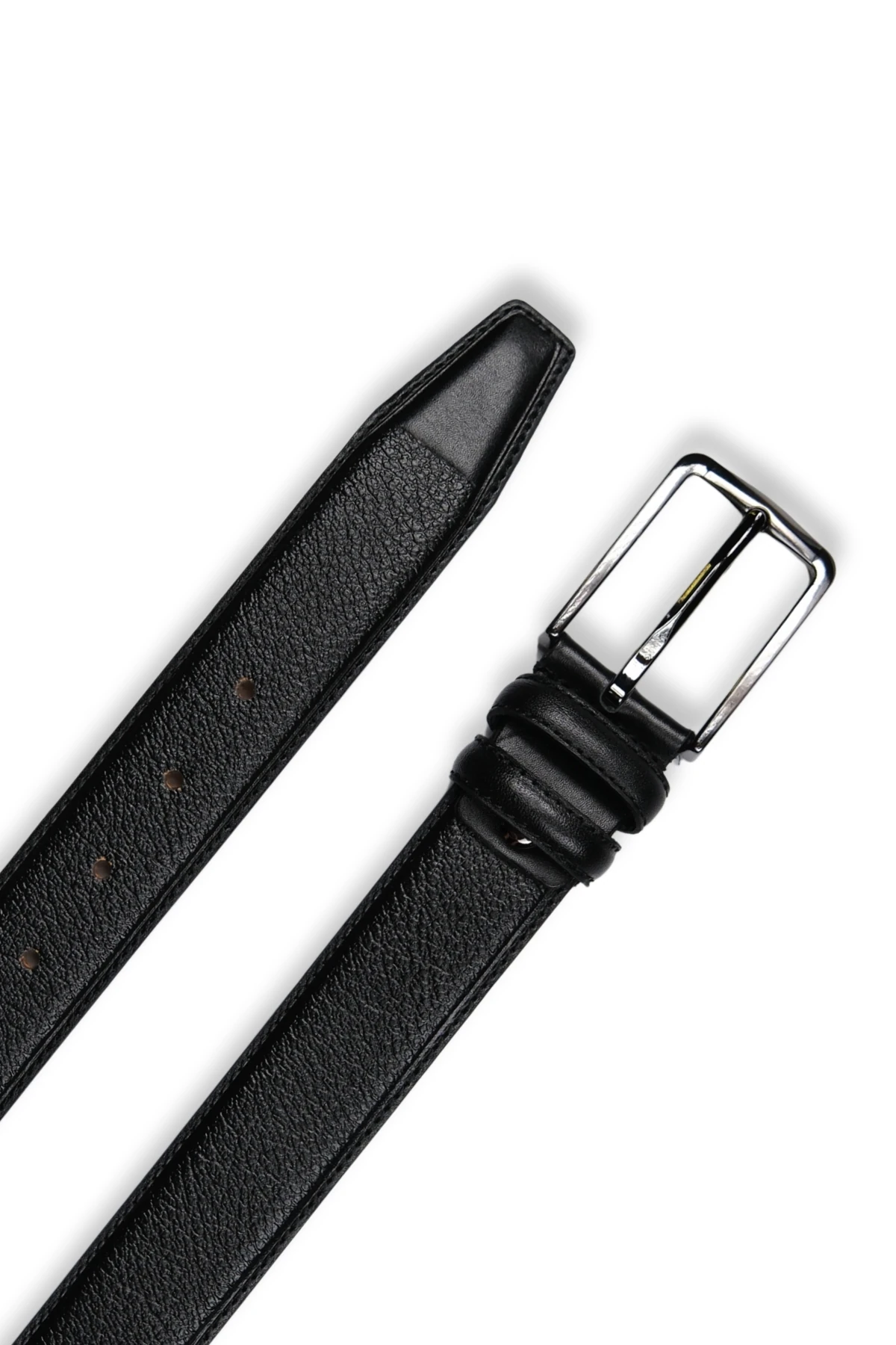 Hakiki Deri Erkek Kemer – Desenli, 3,5 cm, Siyah | 9061