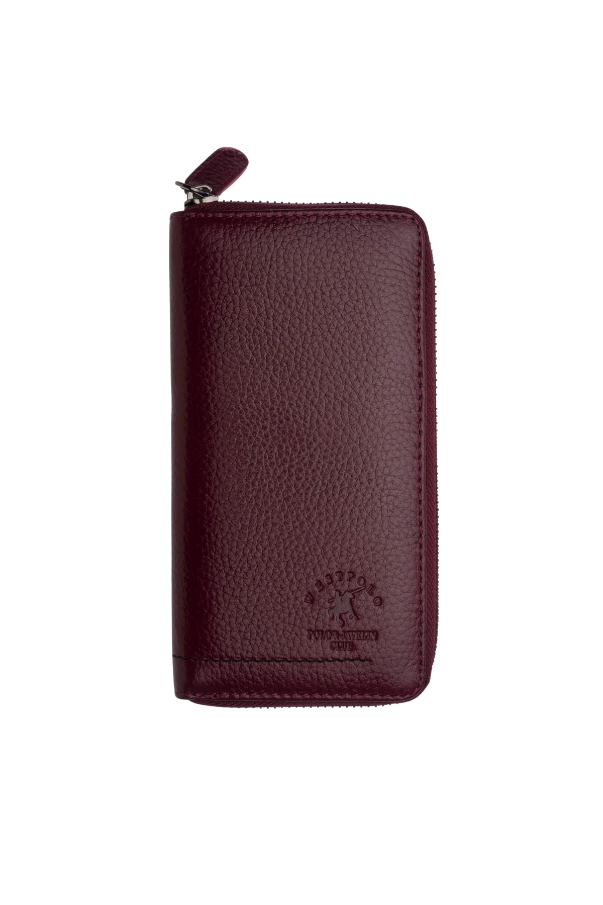 Hakiki Deri Kadın Cüzdan –Düz Dikişli, Fermuarlı, İsim Yazılı, Kişiye Özel | 8851 - Bordo