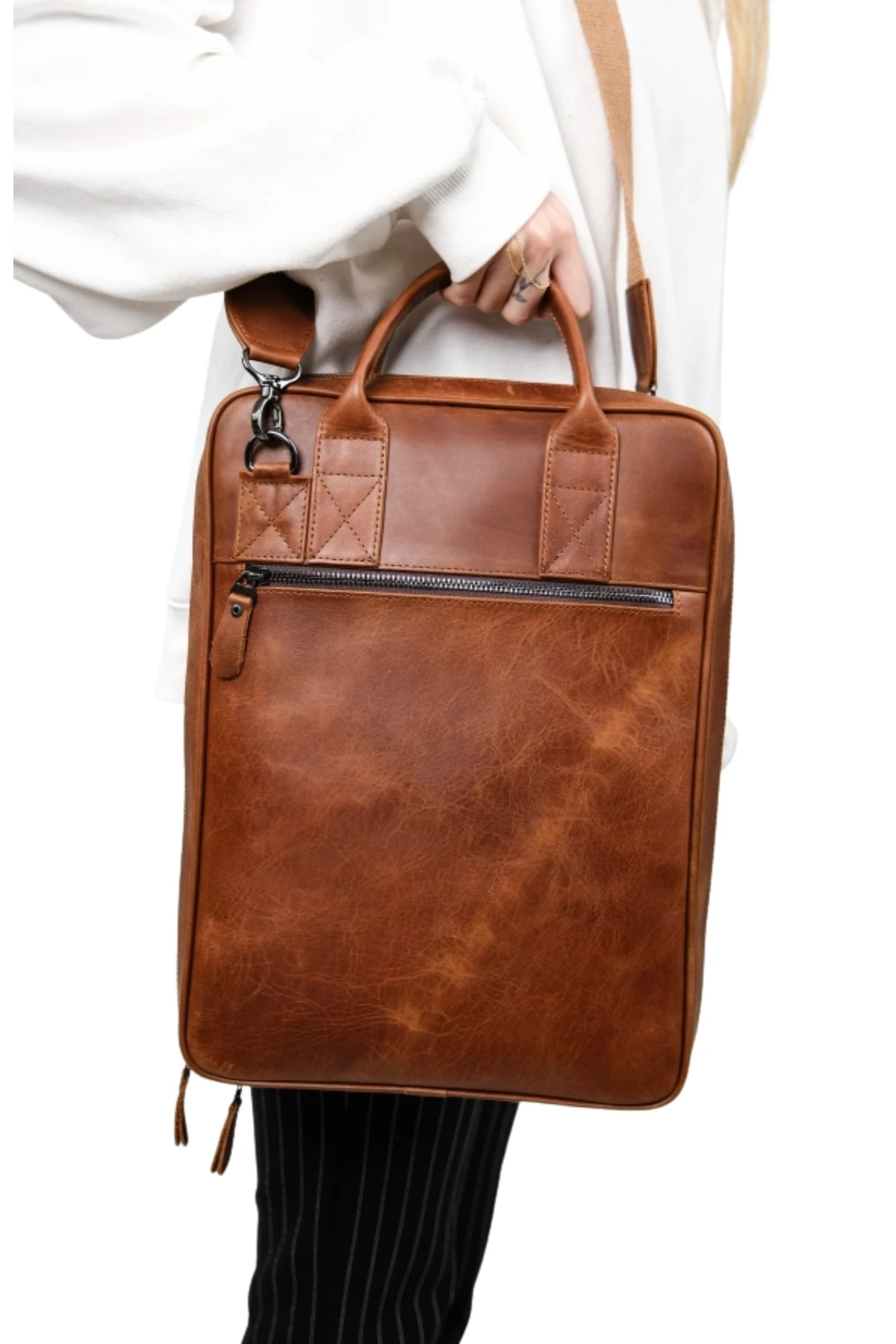 Hakiki Deri Unisex Laptop & Evrak Çantası – Omuz Askılı | Safari 2717 - Tiguan Taba