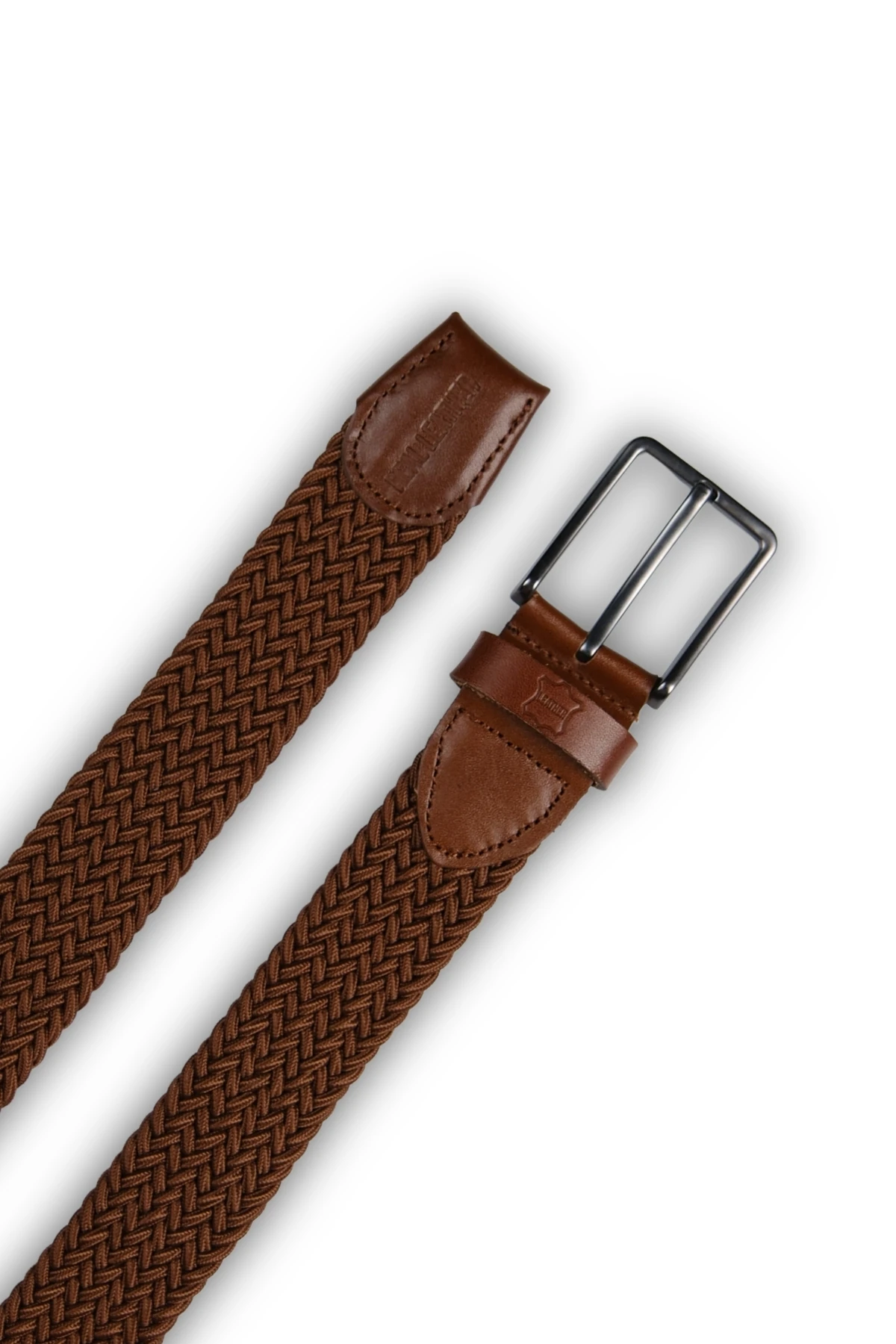 Hakiki Deri Erkek Örgü Esnek Kemer – 3,5cm, Taba | 9864