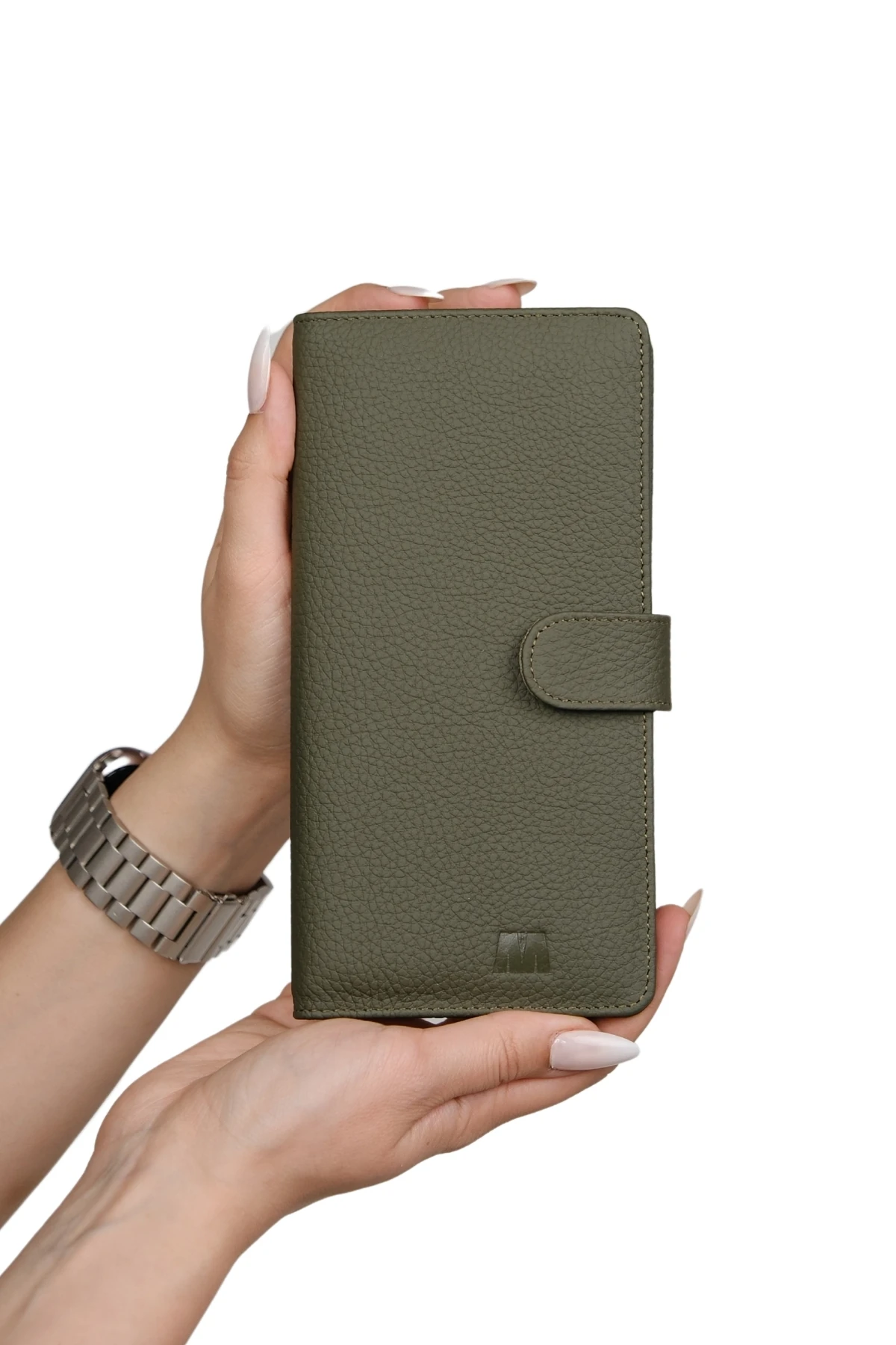 Hakiki Deri Unisex Cüzdan – Telefon Bölmeli, İsim Yazılı, Kişiye Özel | Twist 2323 - Flother Mat Haki