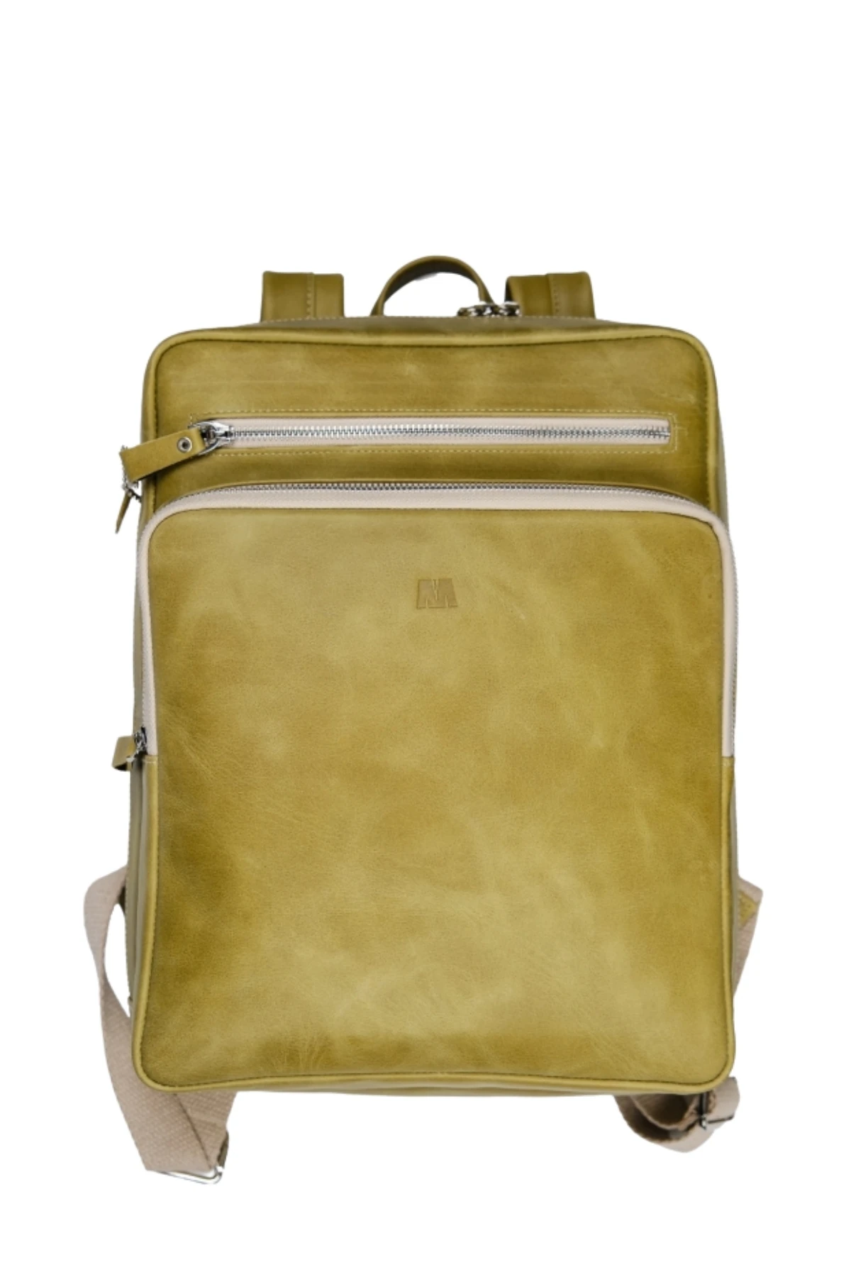 Hakiki Deri Unisex Sırt Çantası – Laptop Bölmeli, Suya Dayanıklı, Çok Gözlü | Roma 1251 - Tiguan Fıstık Yeşili