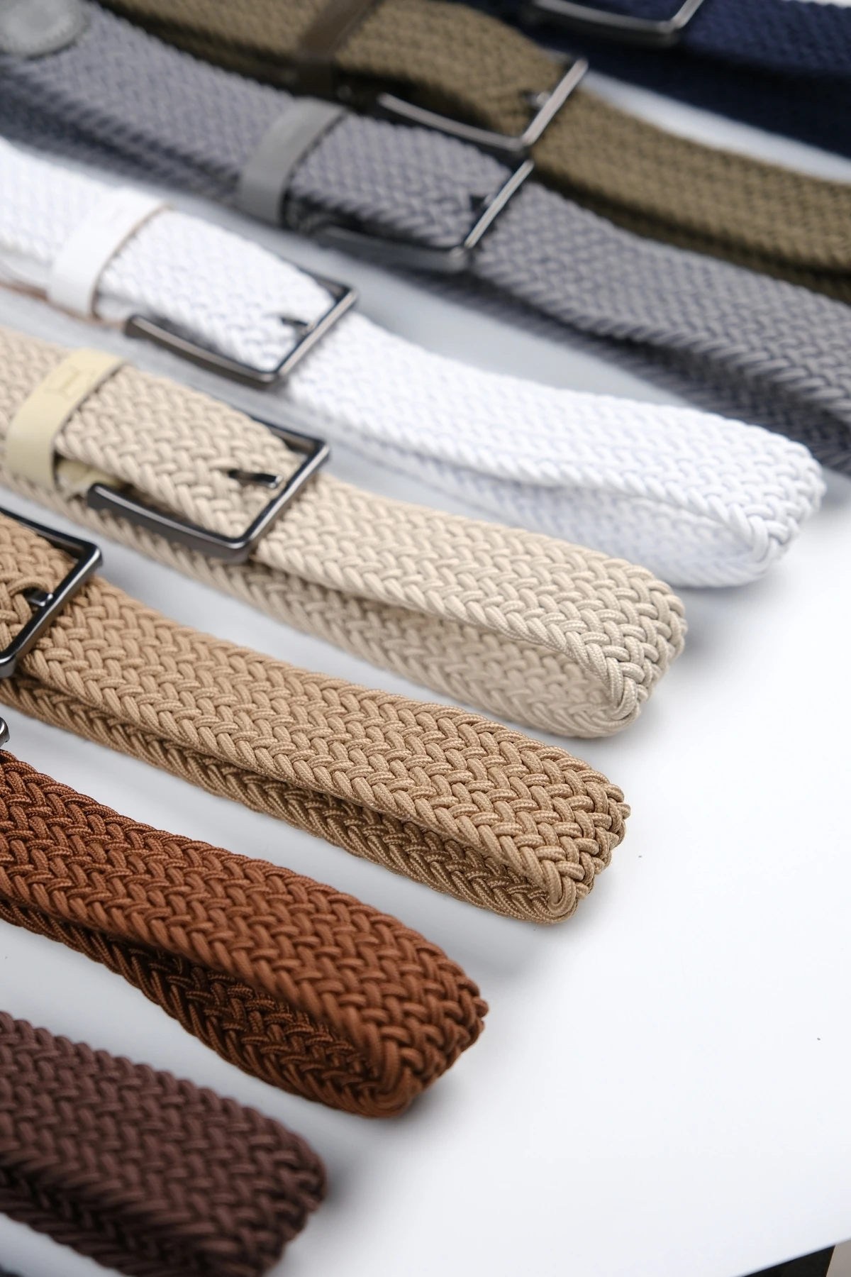 Hakiki Deri Erkek Örgü Esnek Kemer – 3,5cm, Krem | 9857