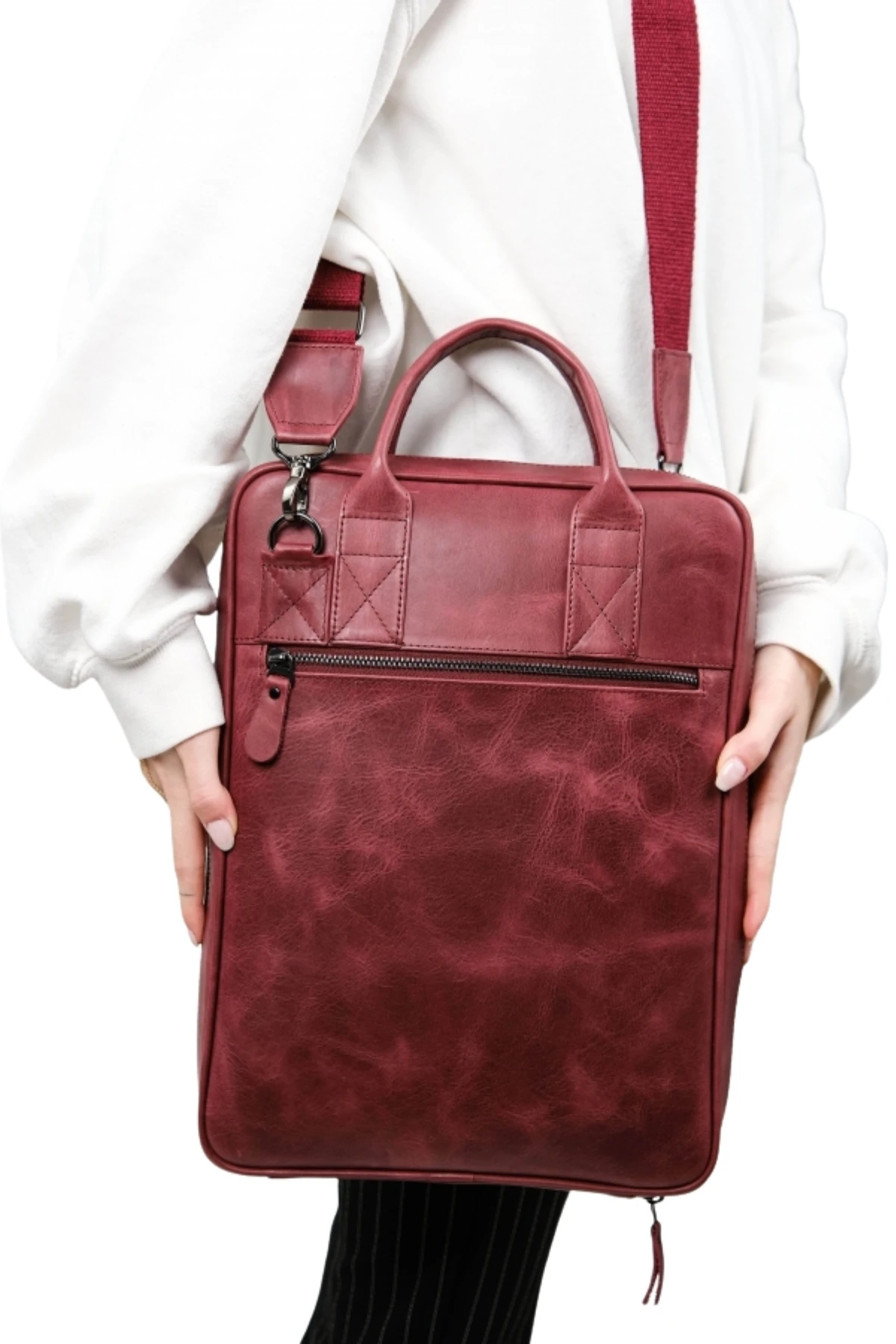 Hakiki Deri Unisex Laptop & Evrak Çantası – Omuz Askılı | Safari 2717 - Tiguan Bordo
