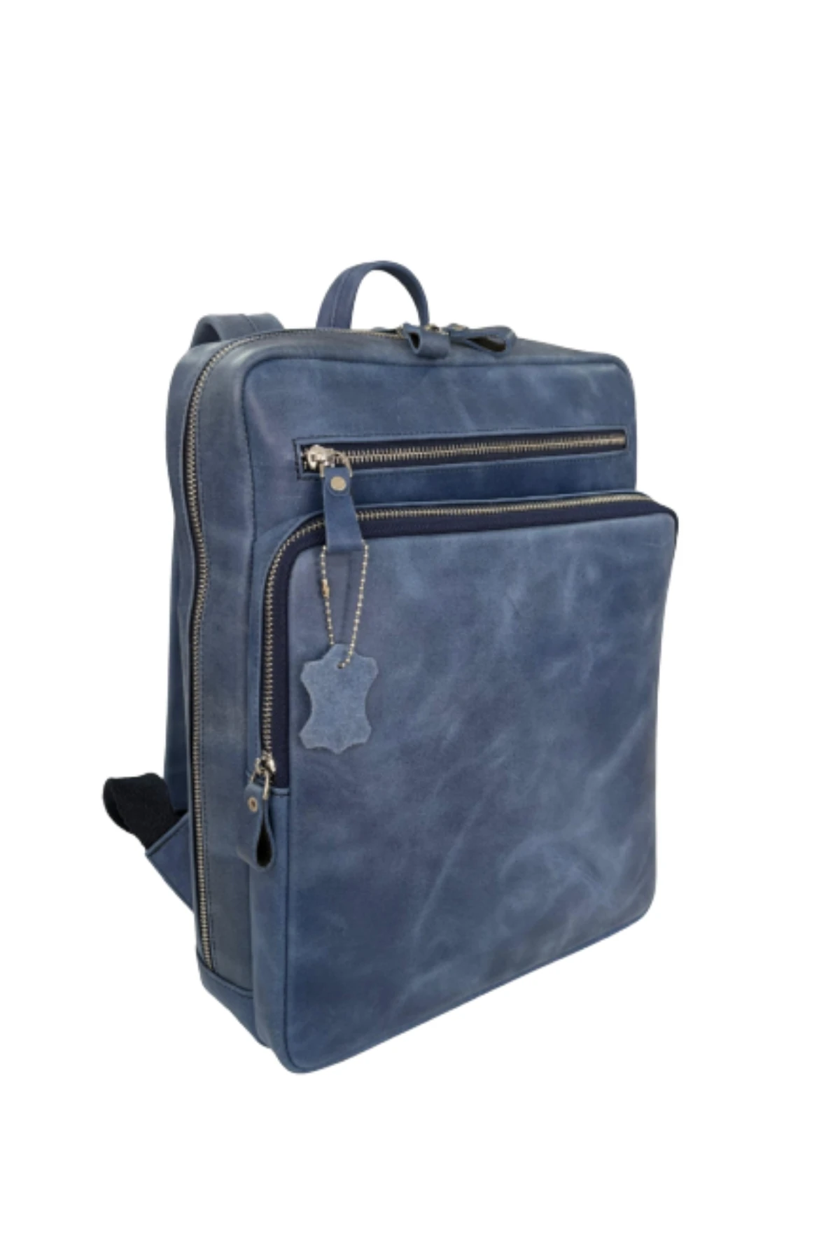 Hakiki Deri Unisex Sırt Çantası – Laptop Bölmeli, Suya Dayanıklı, Çok Gözlü | Roma 1251 - Tiguan Mavi