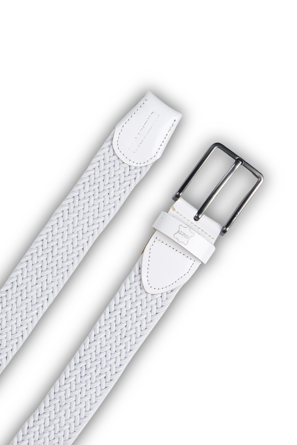 Hakiki Deri Erkek Örgü Esnek Kemer – 3,5cm, Beyaz | 9861